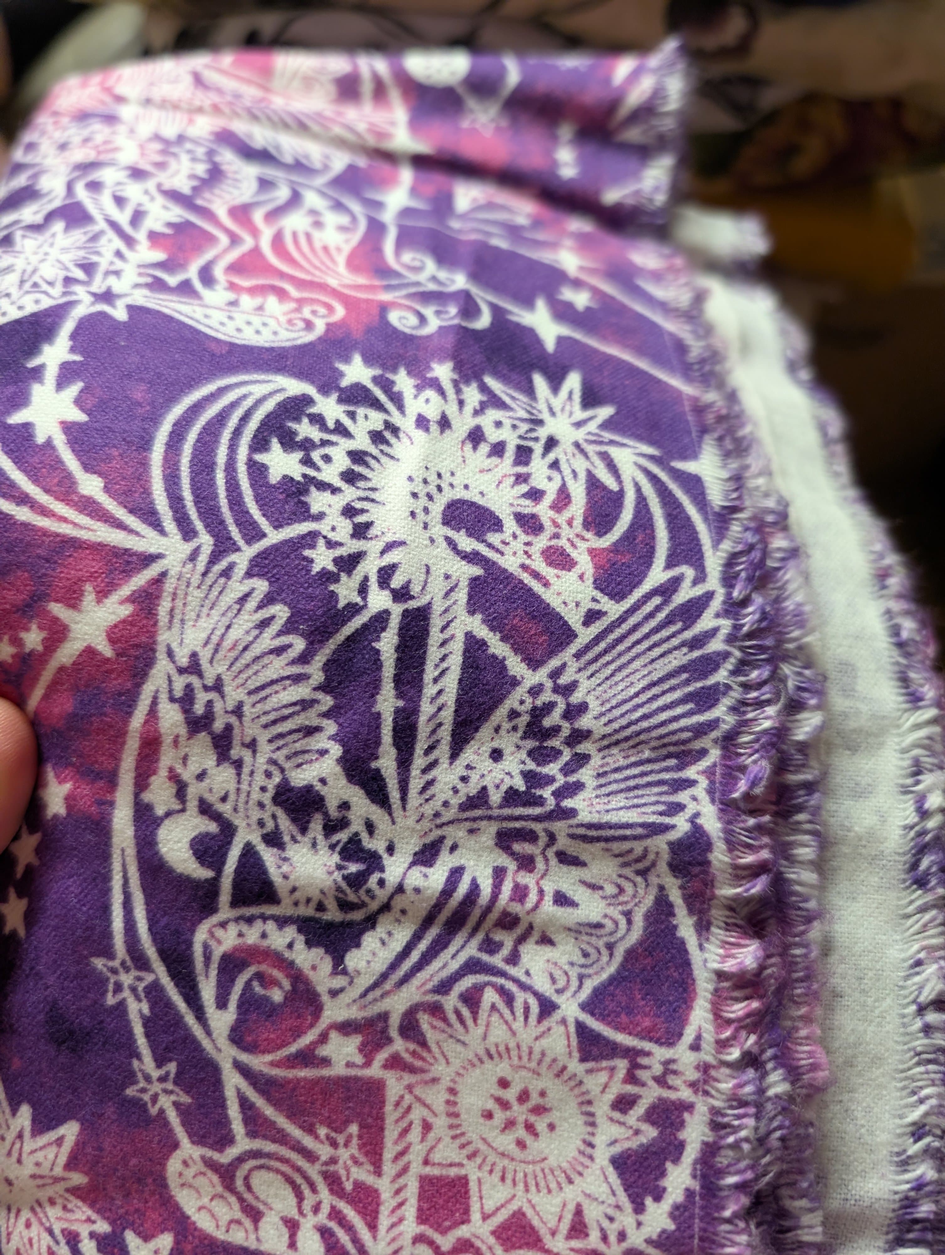 Purple and White Patterned Fabric 2 Yards - Thumbnail 4