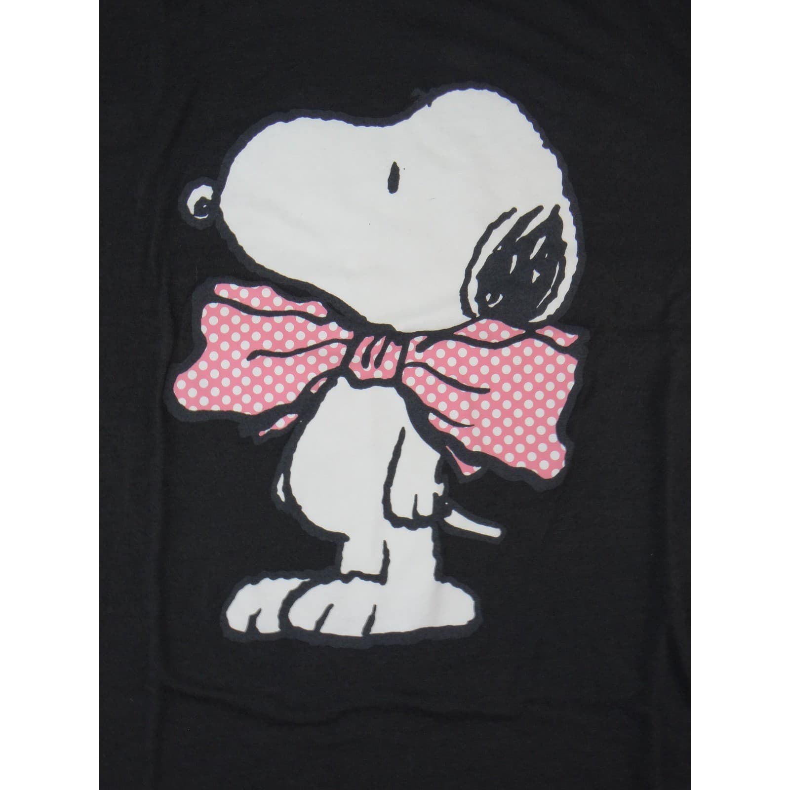 Peanuts Snoopy Bow Womens XL T-Shirt Black 50/50 Cotton Polyester - Thumbnail 2