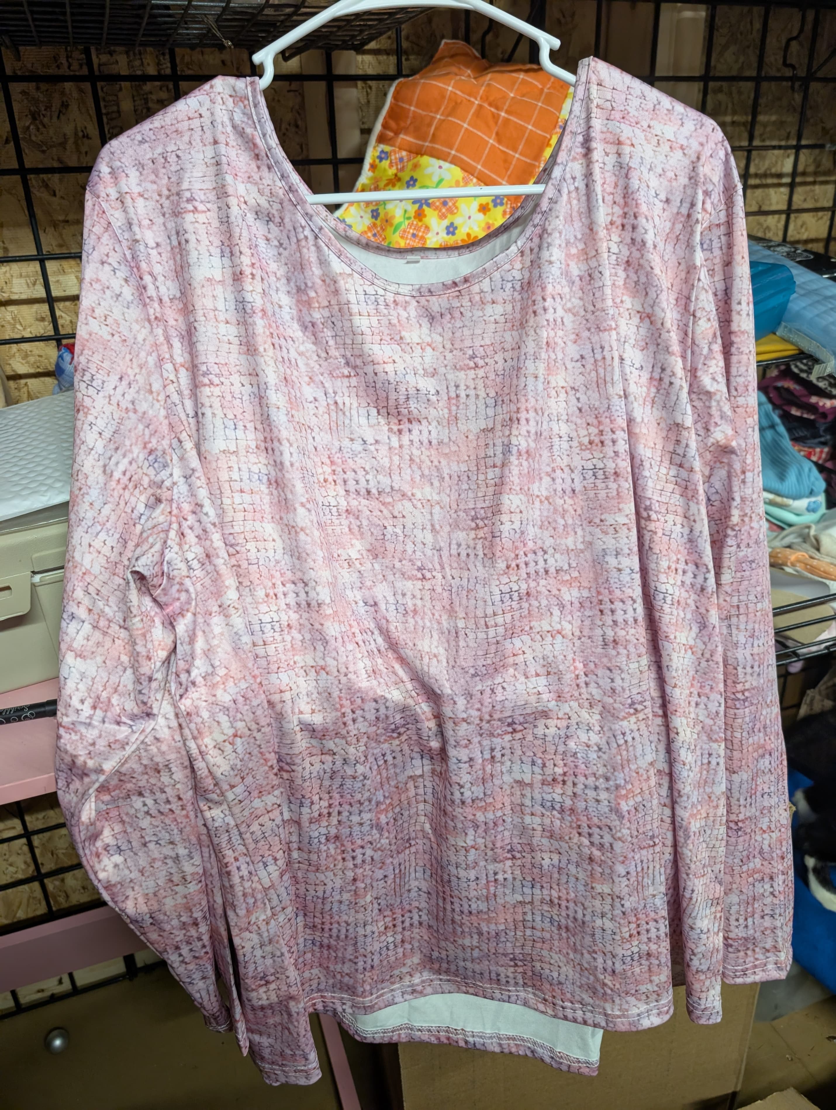 Pink Long Sleeve Top 5XL - Thumbnail 3