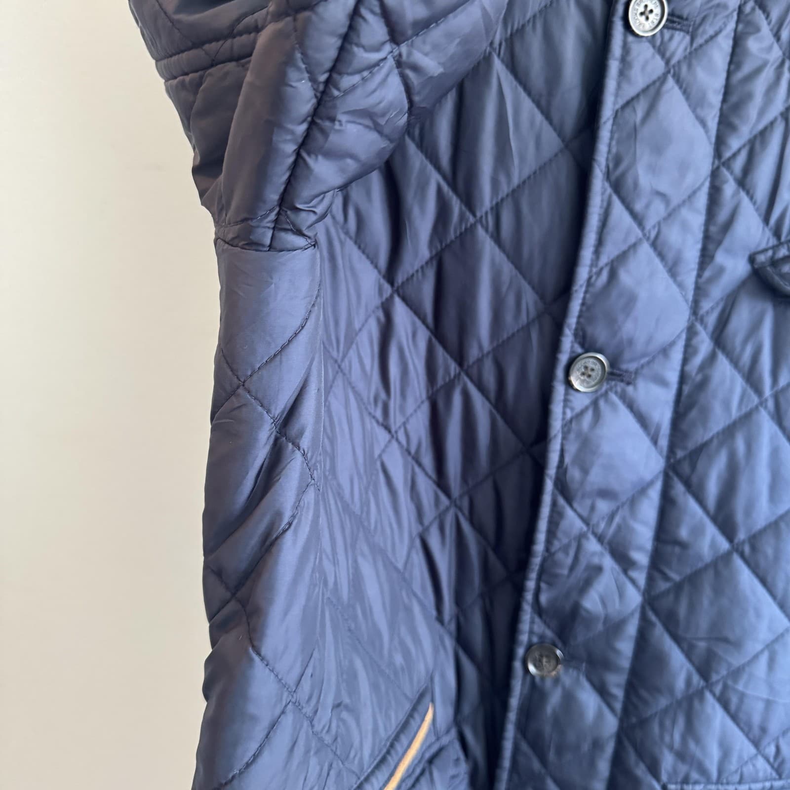Brooks Brothers Quilted Full Zip Jacket Coat Stand Collar Pockets Blue Mens M - Thumbnail 9