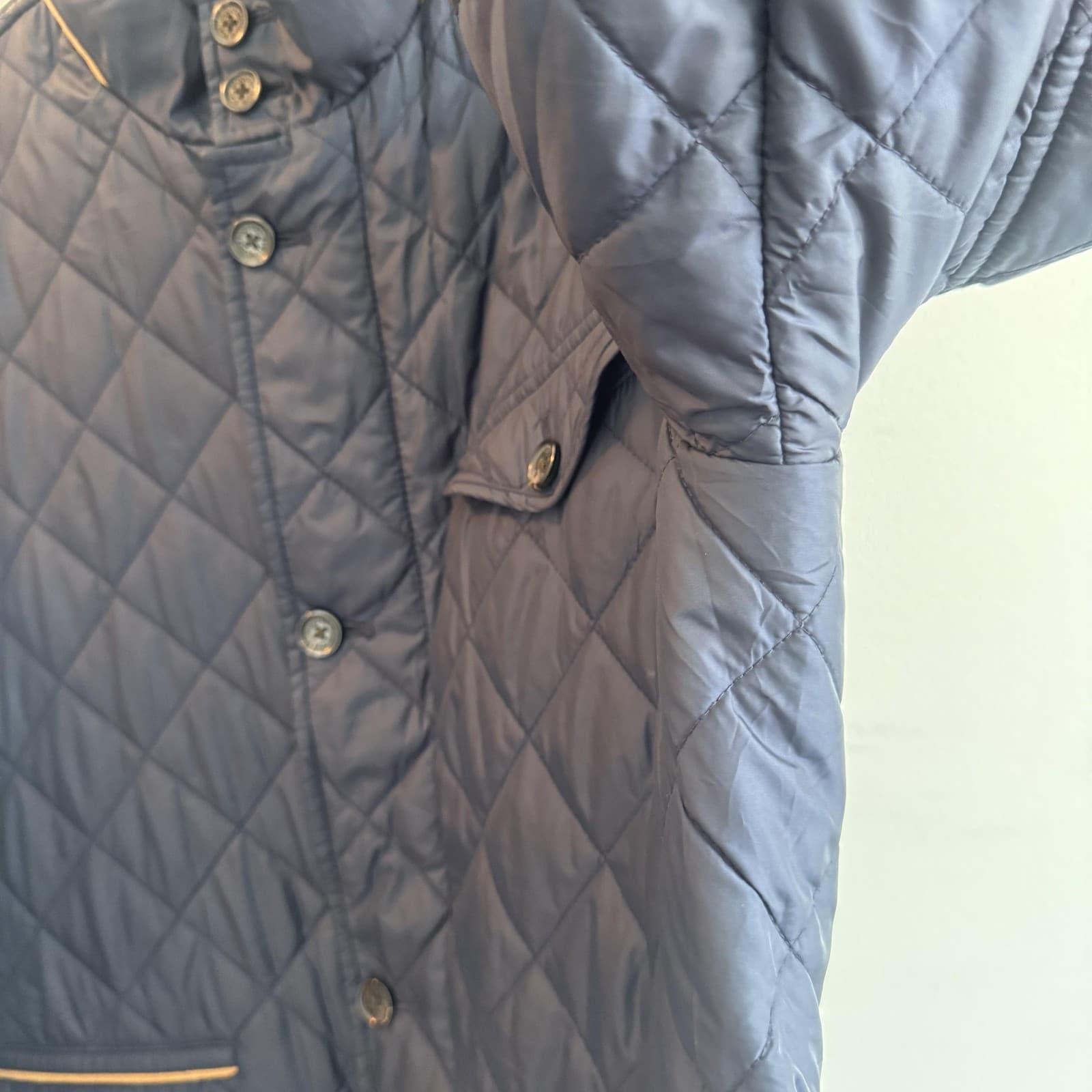 Brooks Brothers Quilted Full Zip Jacket Coat Stand Collar Pockets Blue Mens M - Thumbnail 11