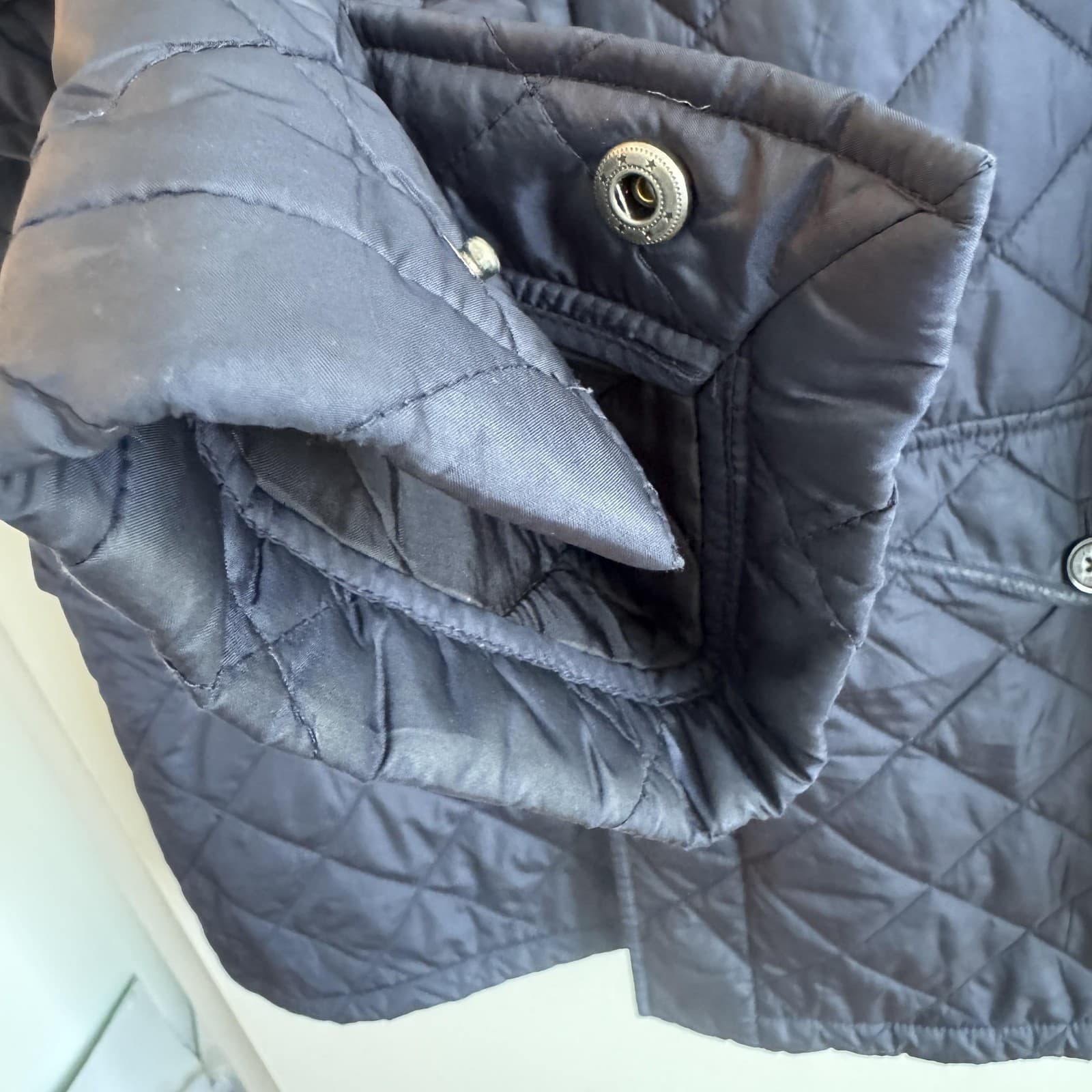 Brooks Brothers Quilted Full Zip Jacket Coat Stand Collar Pockets Blue Mens M - Thumbnail 8