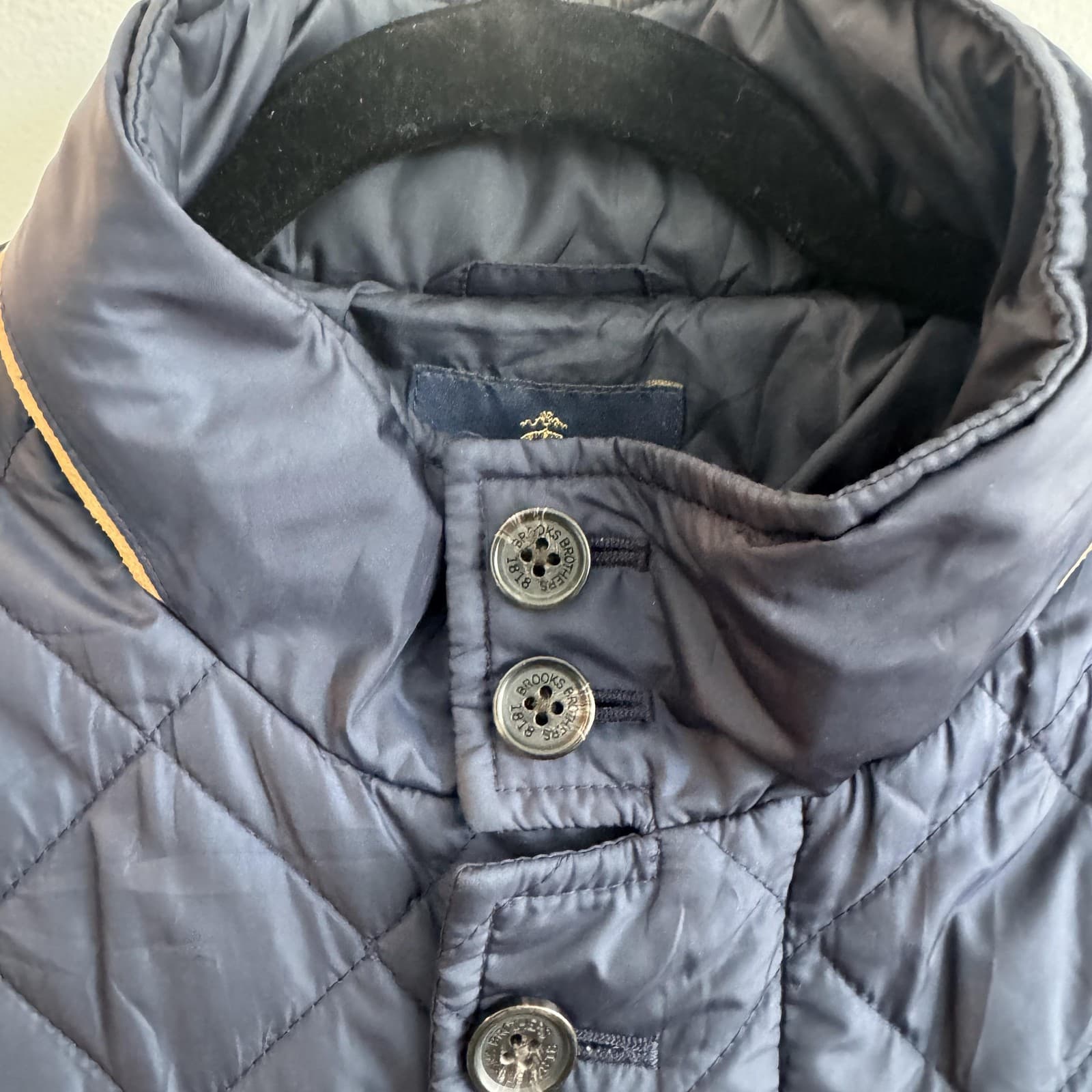 Brooks Brothers Quilted Full Zip Jacket Coat Stand Collar Pockets Blue Mens M - Thumbnail 4