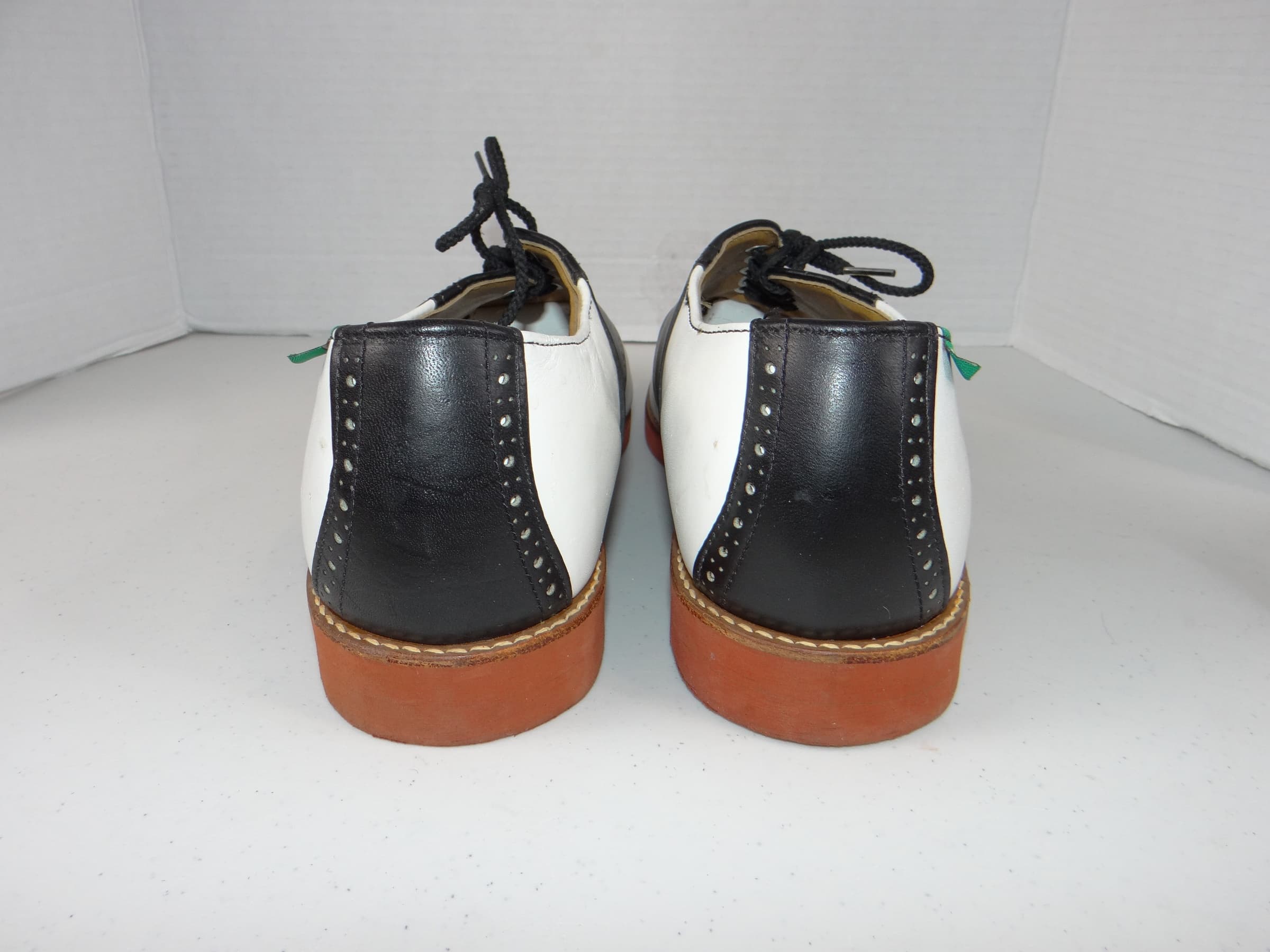 Bass Saddle Shoes Black White Leather Lace-Up Mens 11.5 - Thumbnail 7