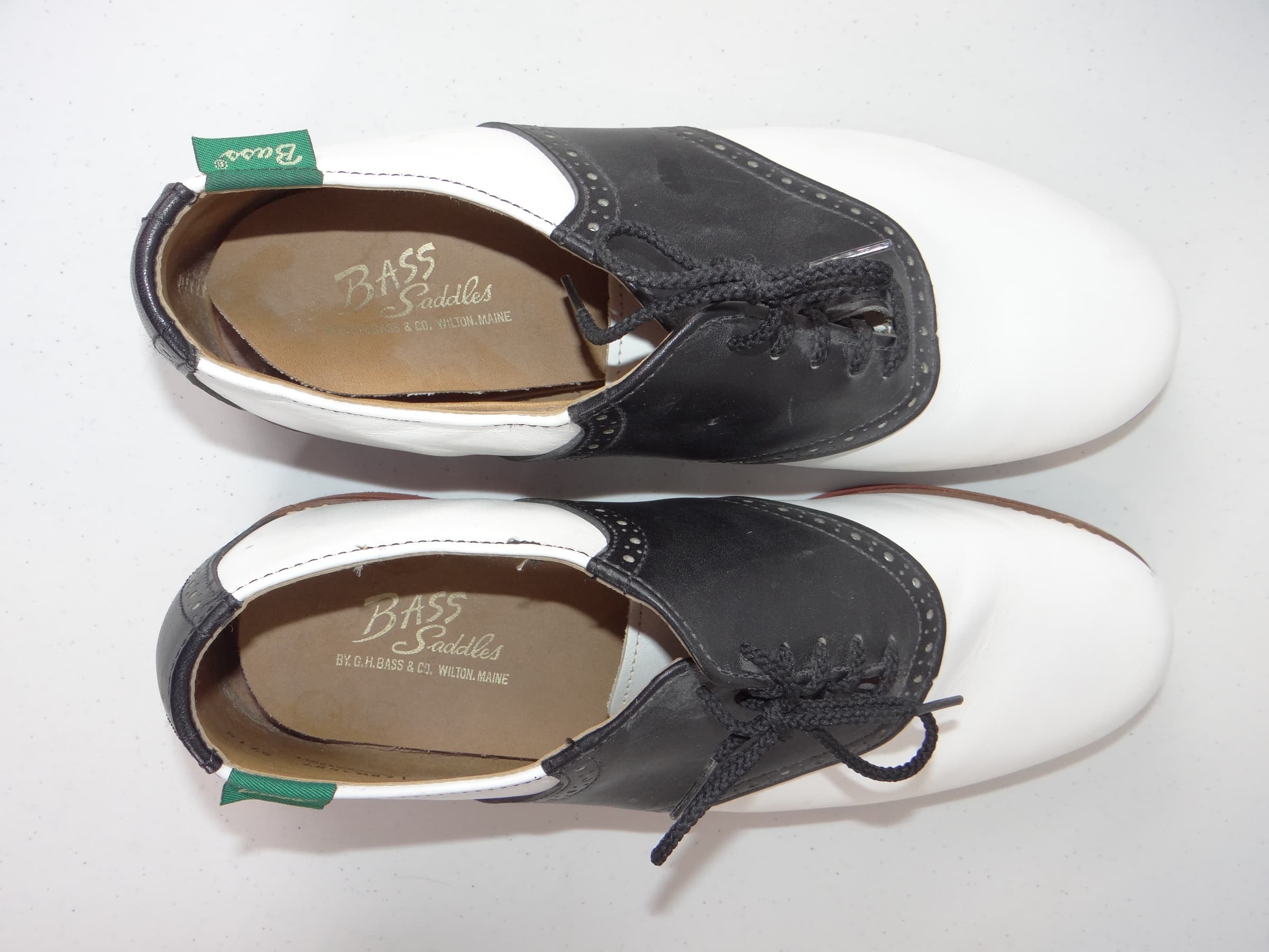 Bass Saddle Shoes Black White Leather Lace-Up Mens 11.5 - Thumbnail 10