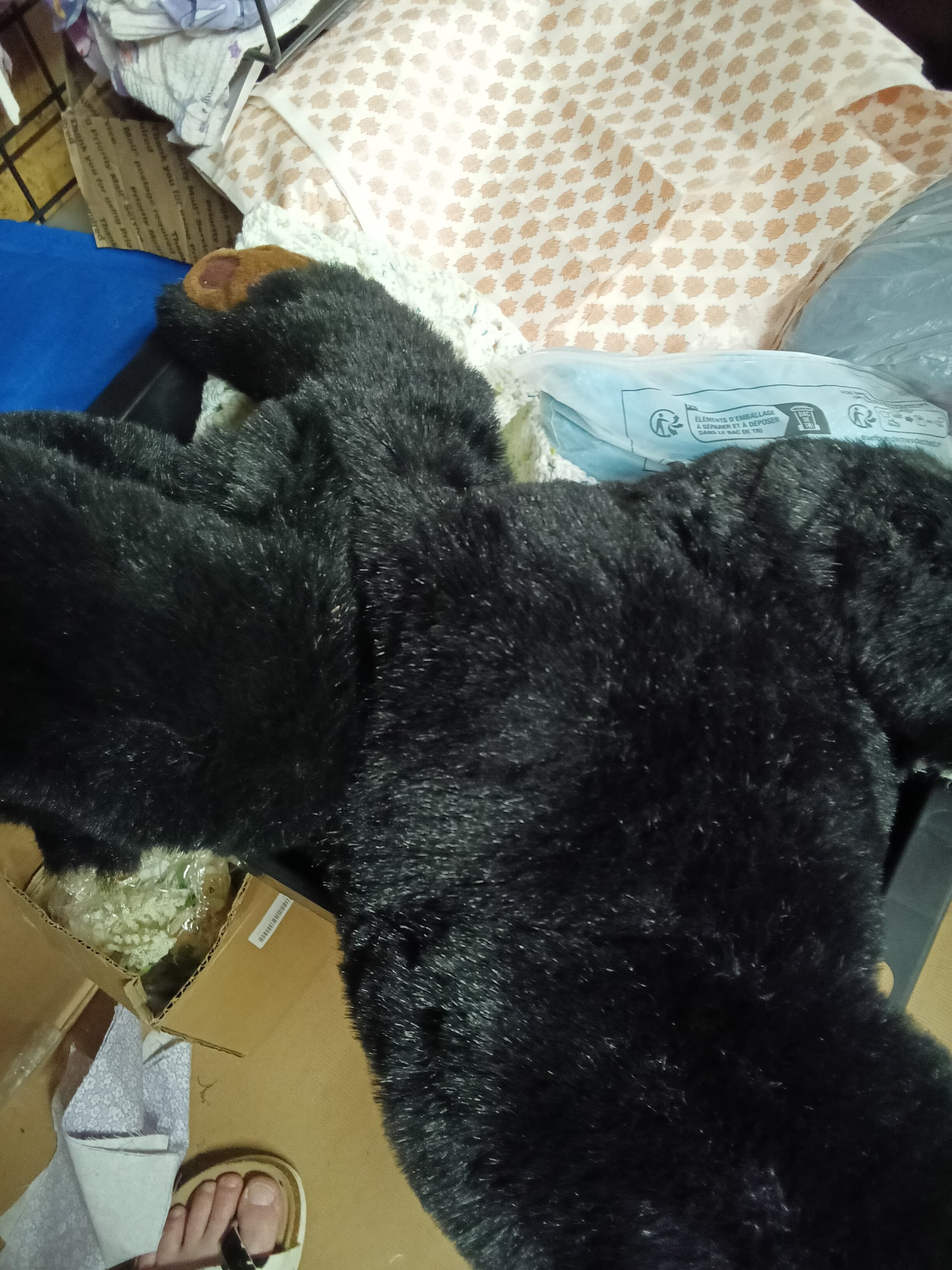 Large Plush Black Bear Stuffed Animal Toy - Thumbnail 3