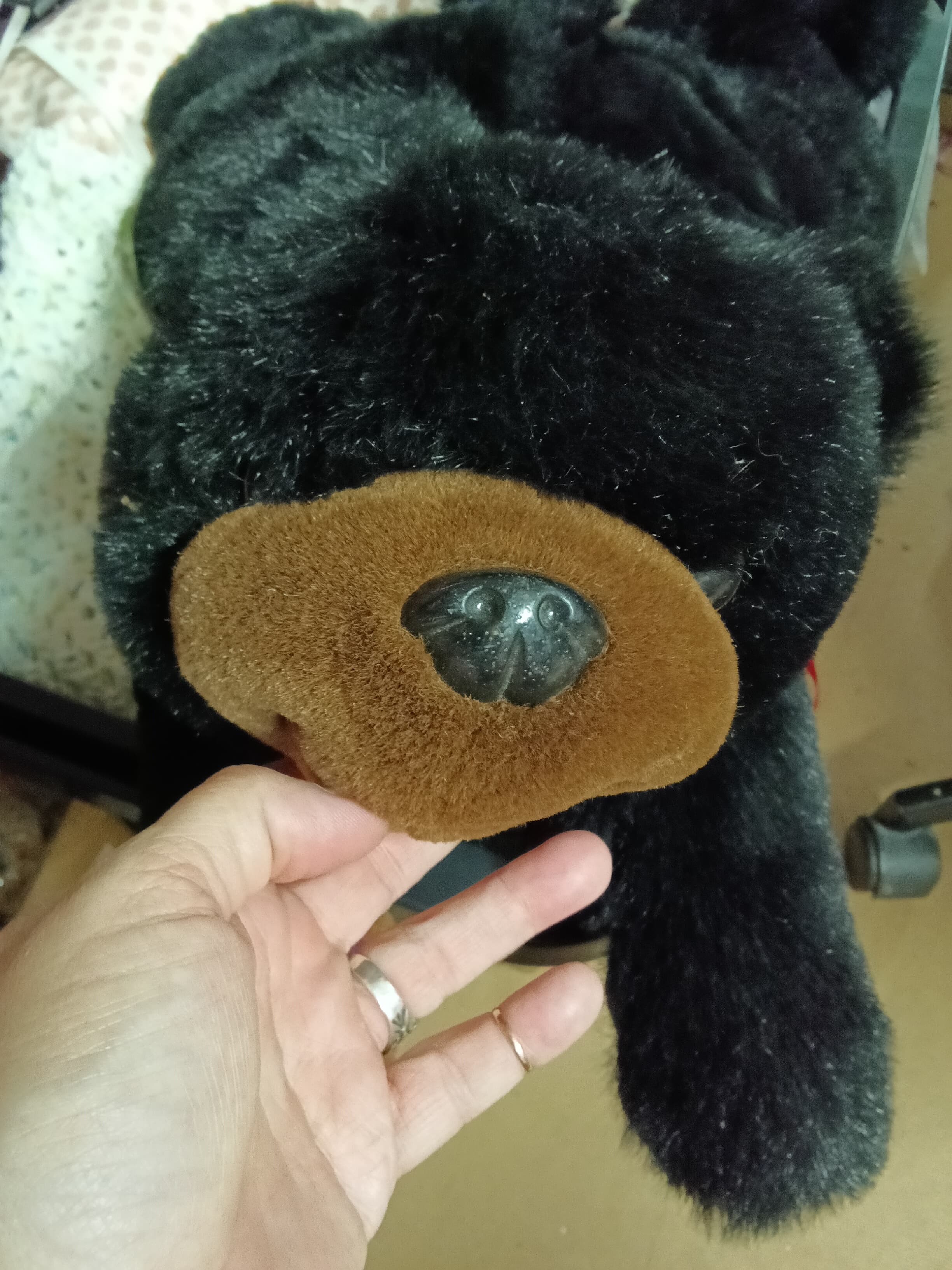 Large Plush Black Bear Stuffed Animal Toy - Thumbnail 2