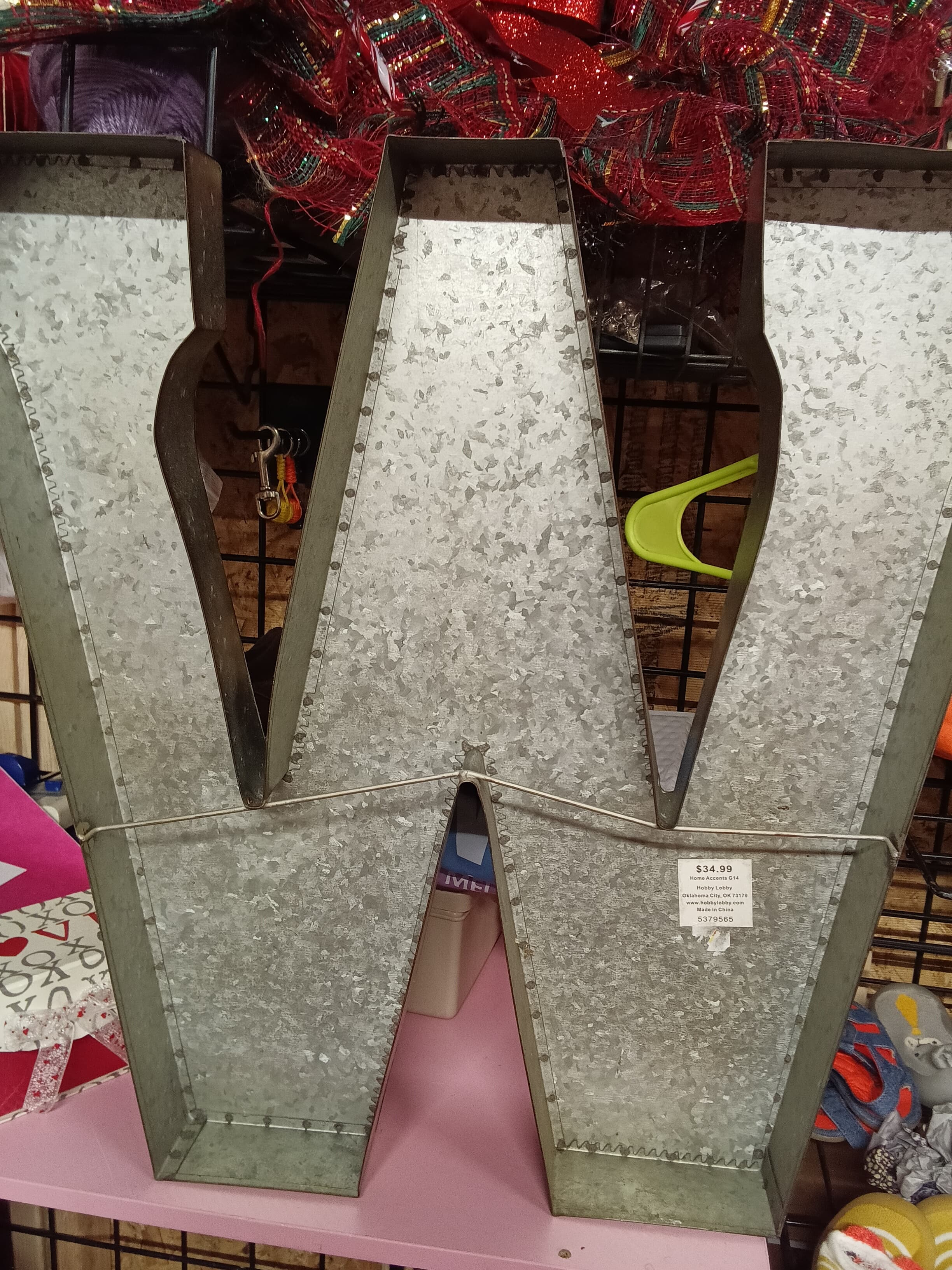 Galvanized Metal Letter W Wall Decor - Thumbnail 2
