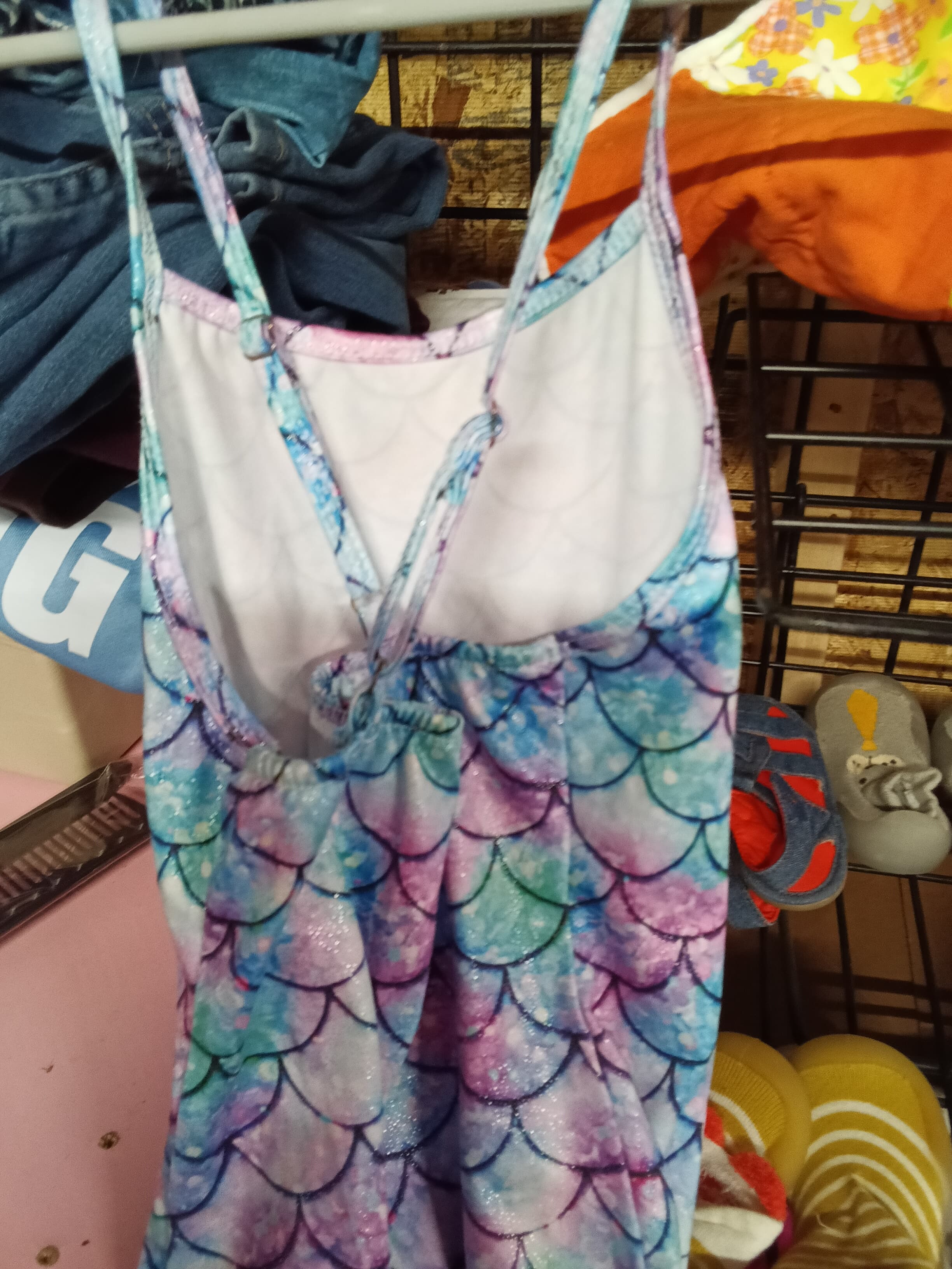 Mermaid Scale Pattern Girls Swimsuit - Thumbnail 2