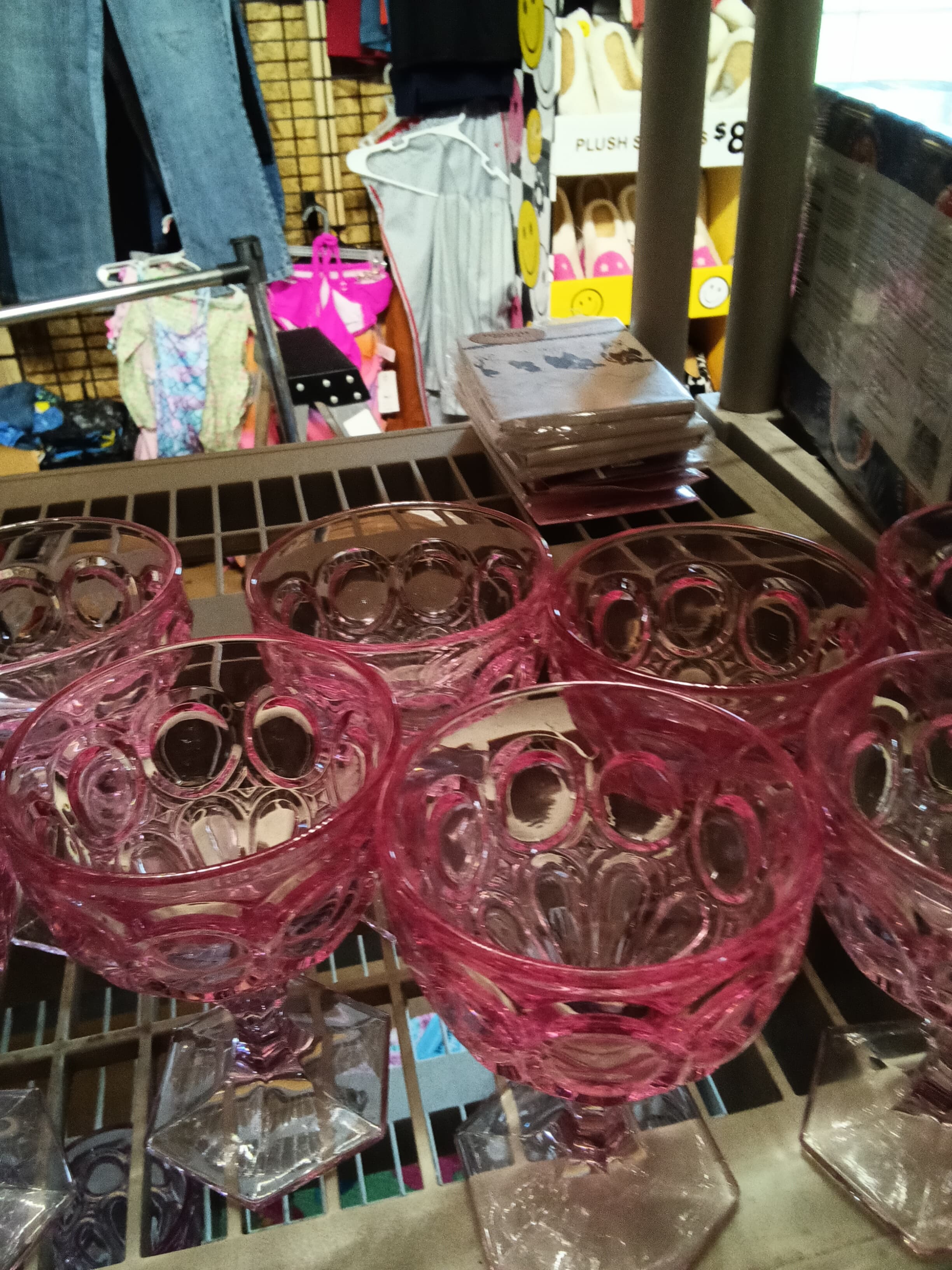 Set of 8 Pink Vintage Glass Goblets - Thumbnail 2