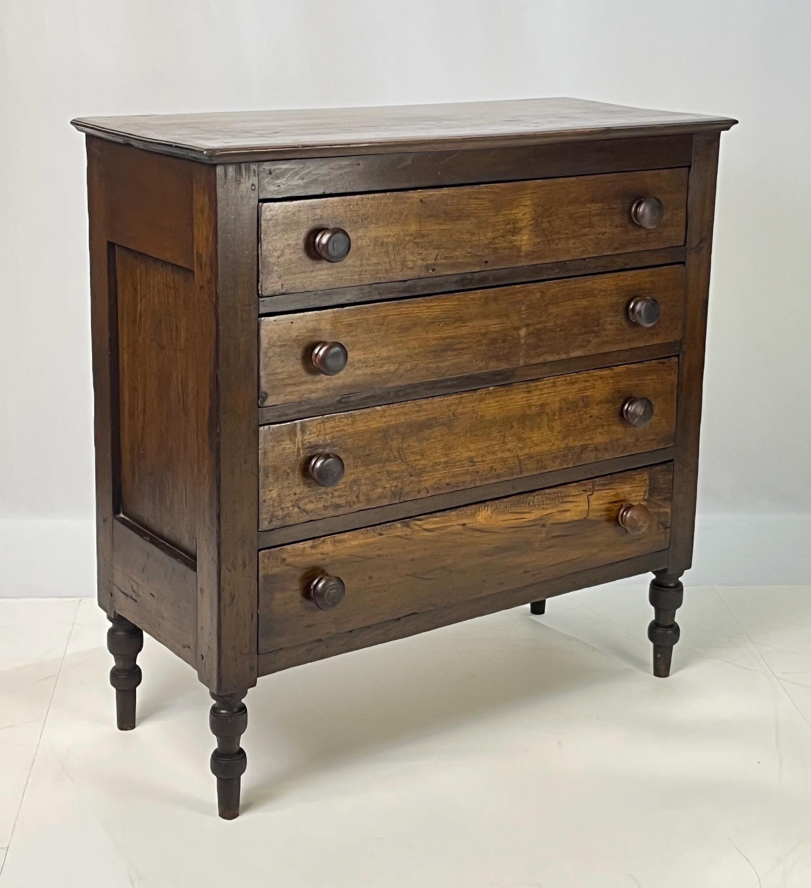 Antique American Country Pine & Hardwood 4-Drawer Chest - Thumbnail 3