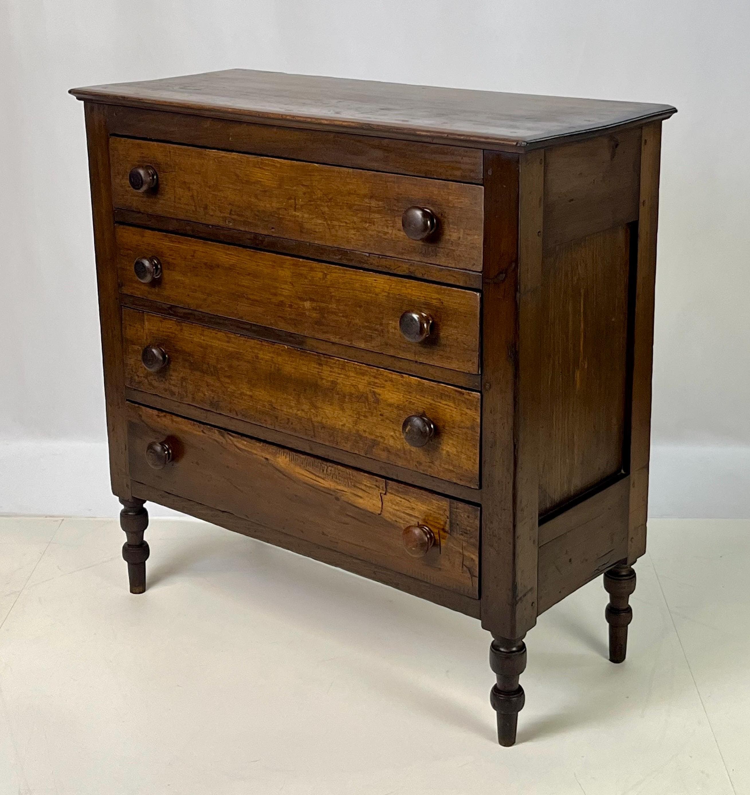 Antique American Country Pine & Hardwood 4-Drawer Chest - Thumbnail 7