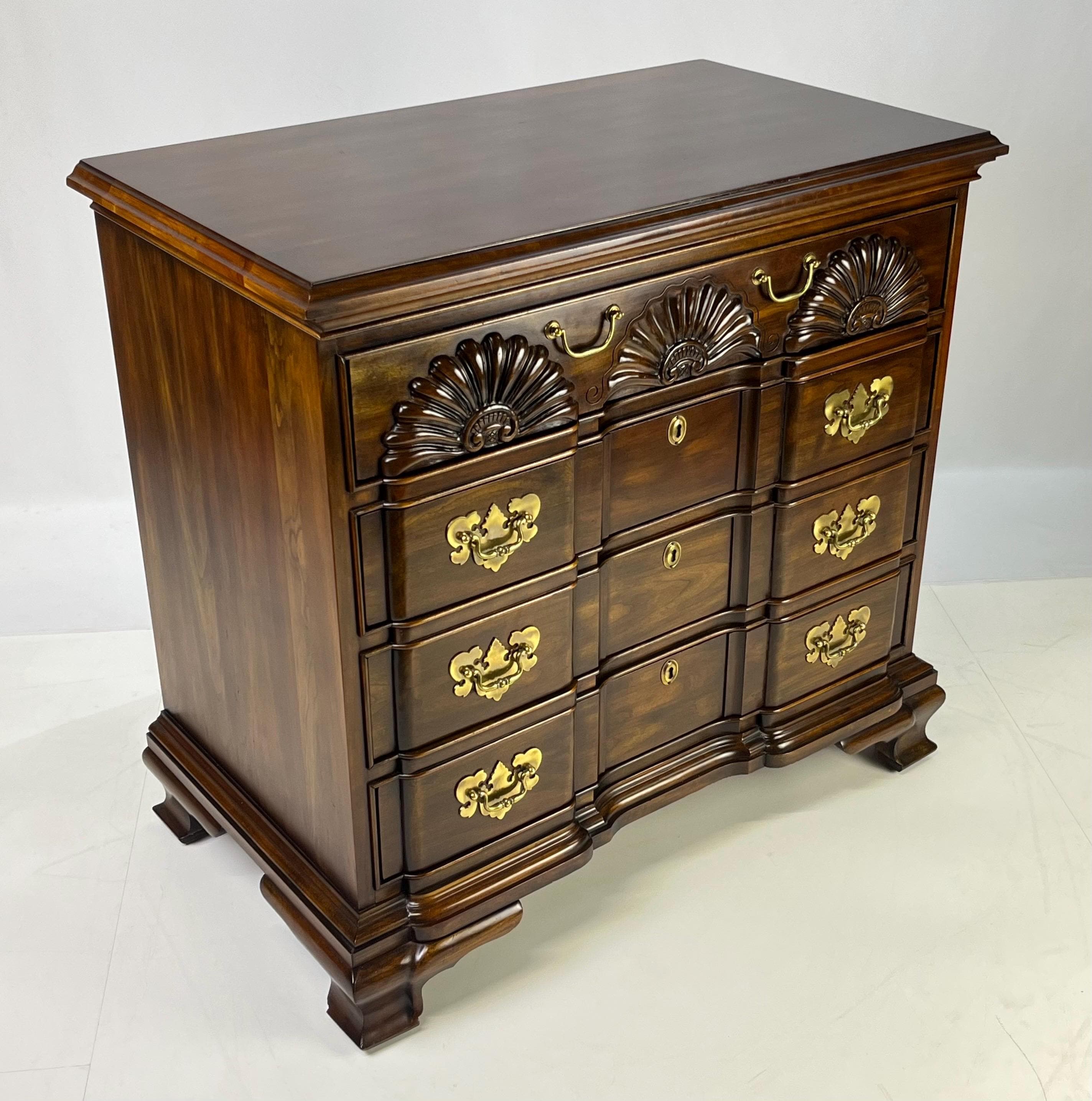 Vintage Chippendale Style Block-Front Solid Cherry Bachelor's Chest by Harden - Thumbnail 4