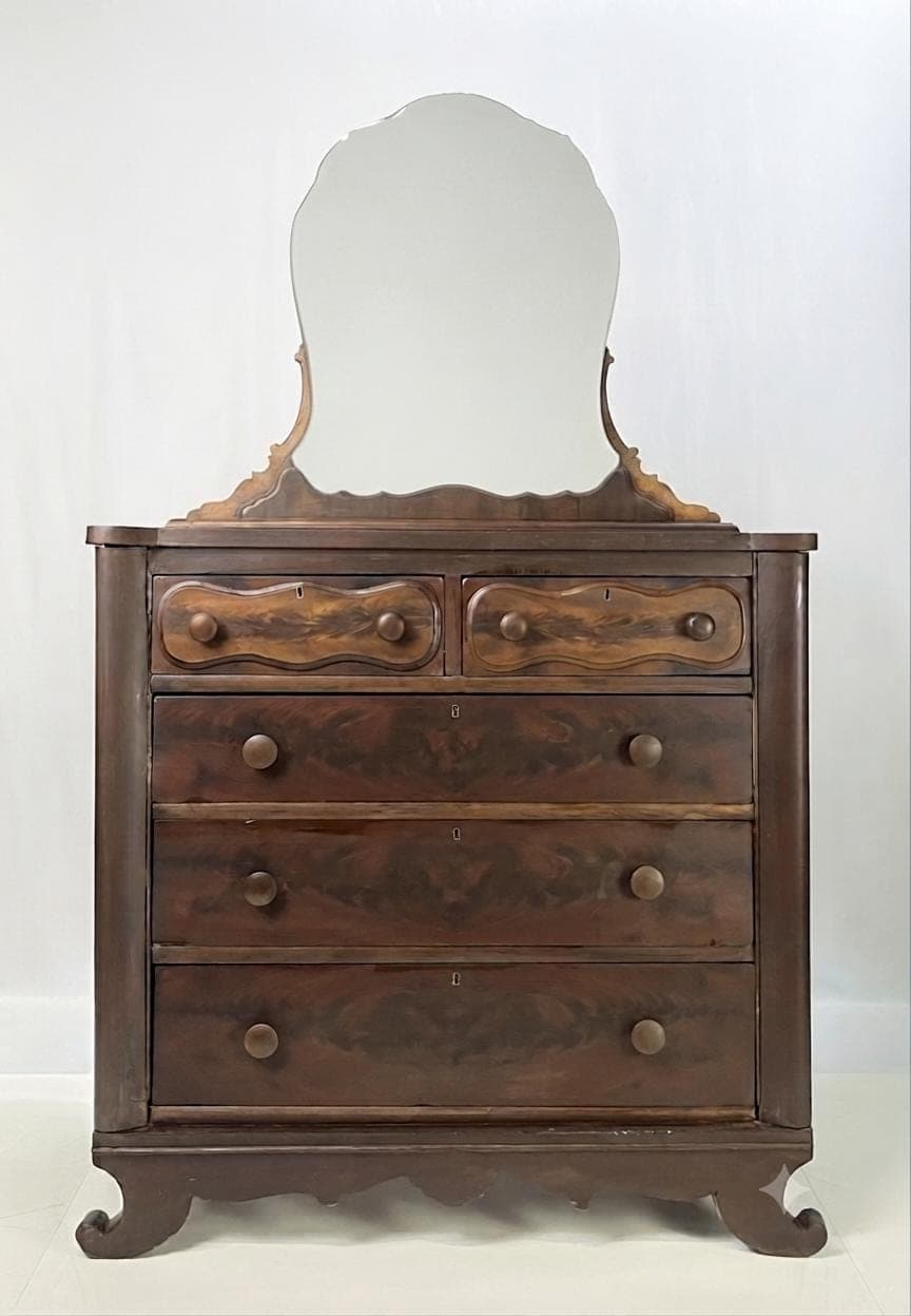 Antique American Empire Flame Mahogany Dresser