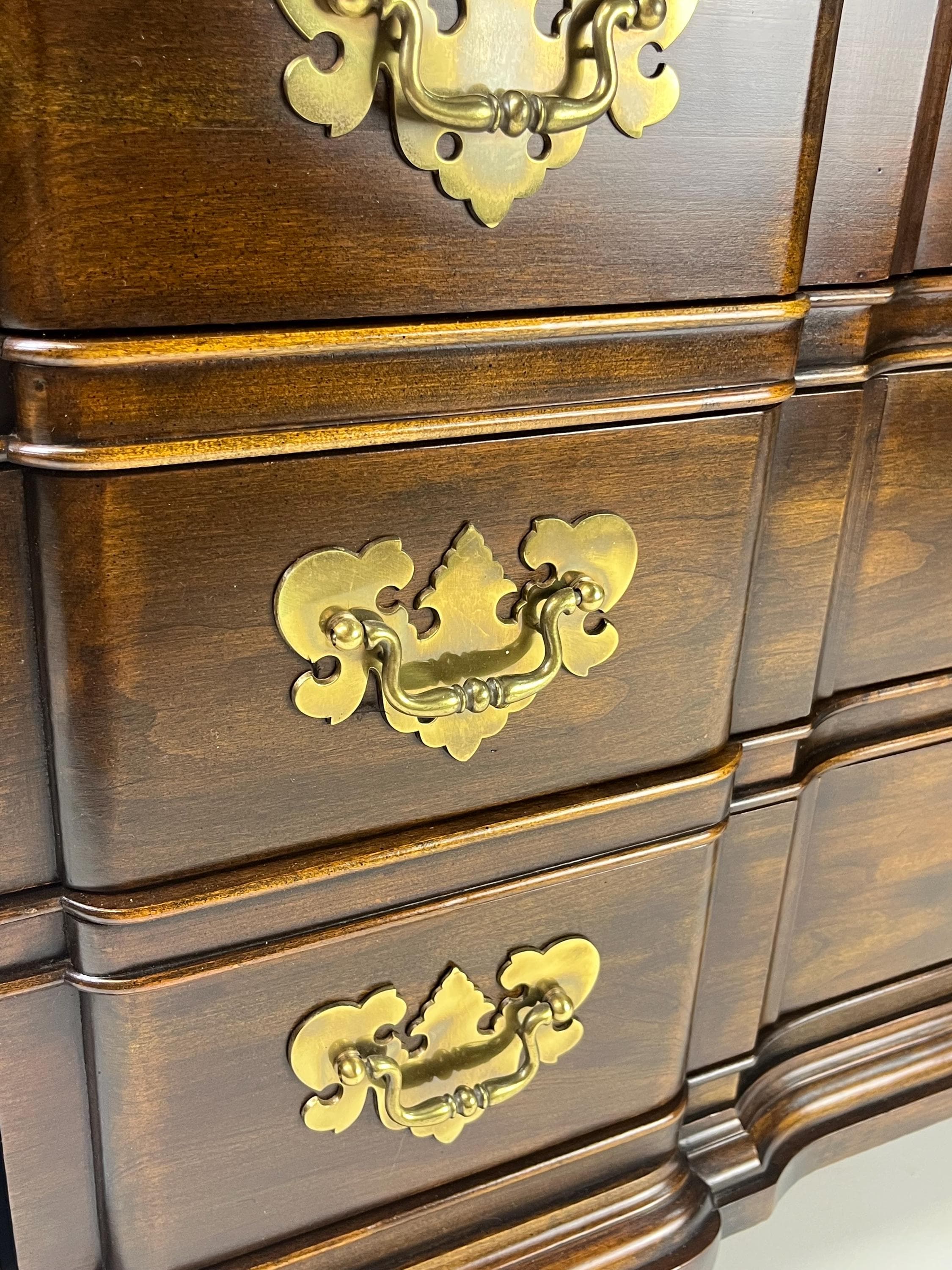 Vintage Chippendale Style Block-Front Solid Cherry Bachelor's Chest by Harden - Thumbnail 8