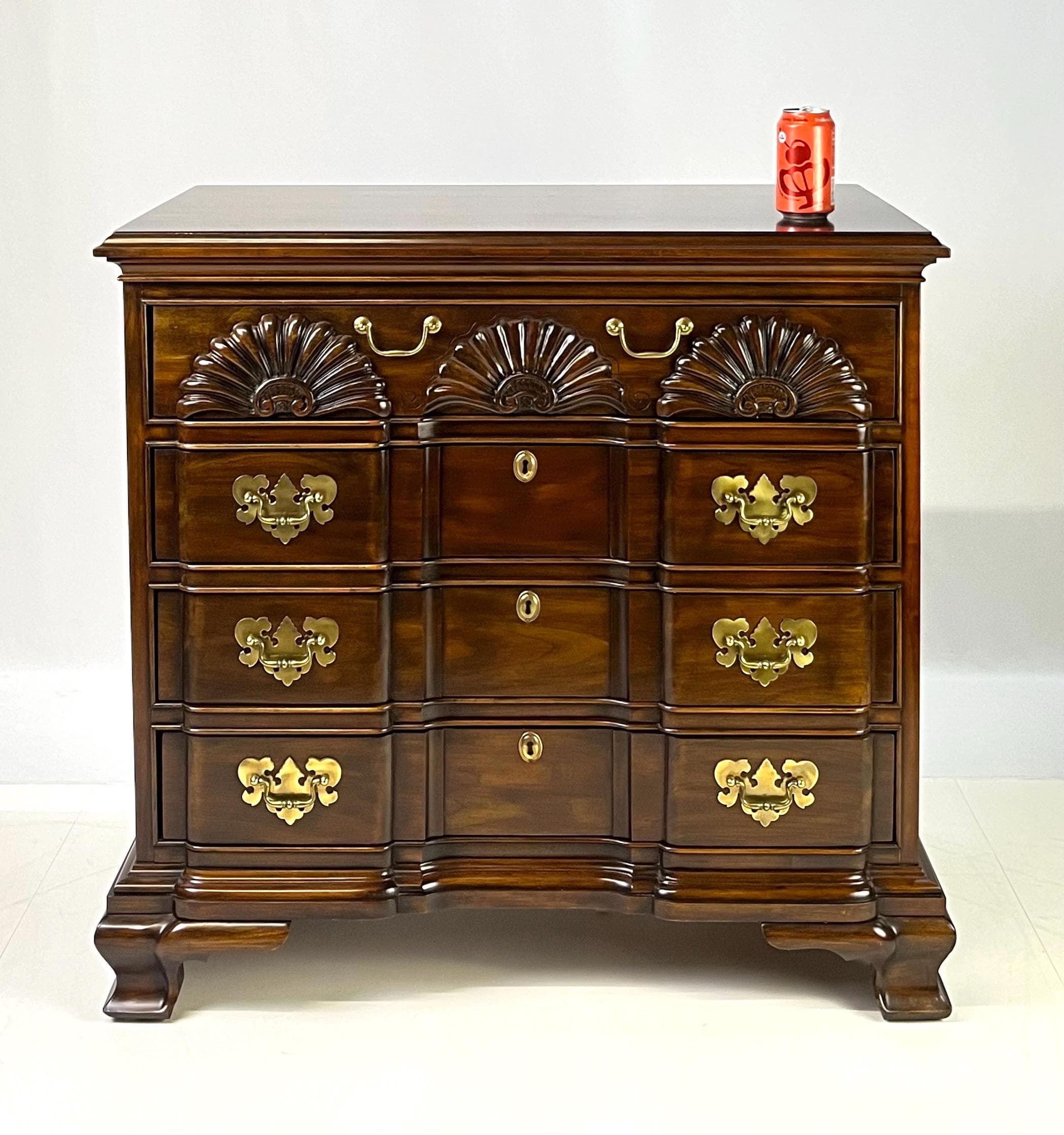 Vintage Chippendale Style Block-Front Solid Cherry Bachelor's Chest by Harden - Thumbnail 19