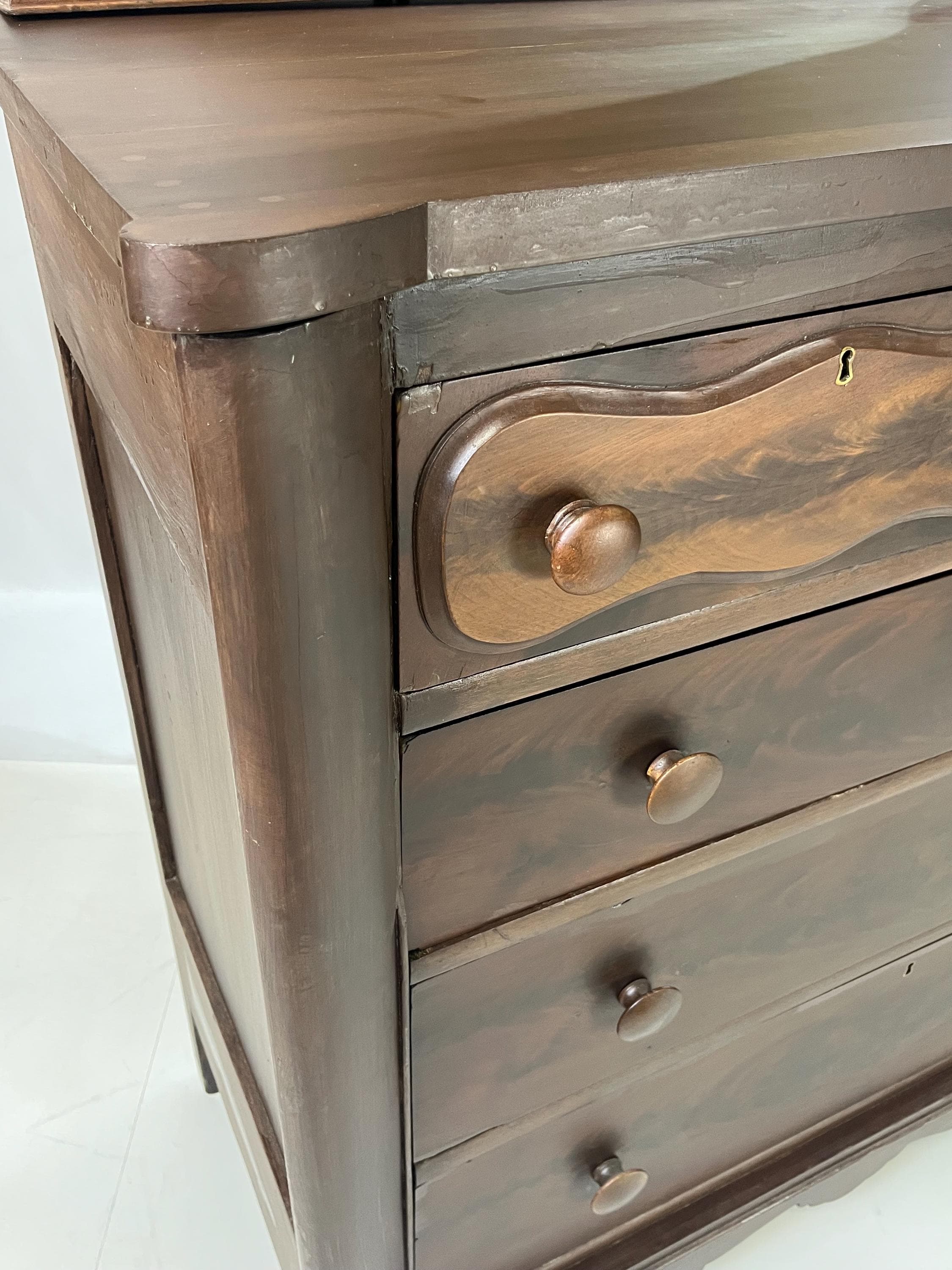 Antique American Empire Flame Mahogany Dresser - Thumbnail 14