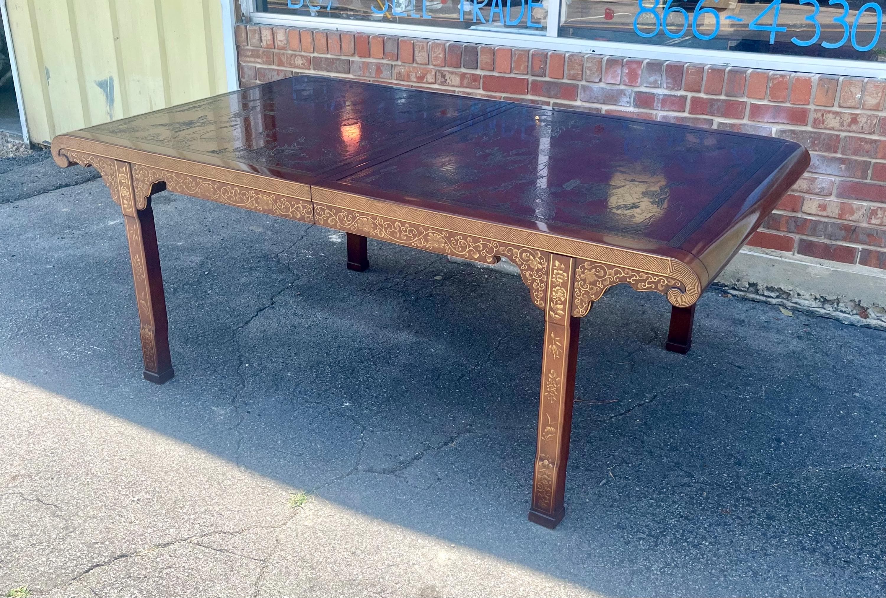 Heritage Furniture "Ming Treasure" Chinoiserie Extension Dining Table - 2 Leaves - Thumbnail 4