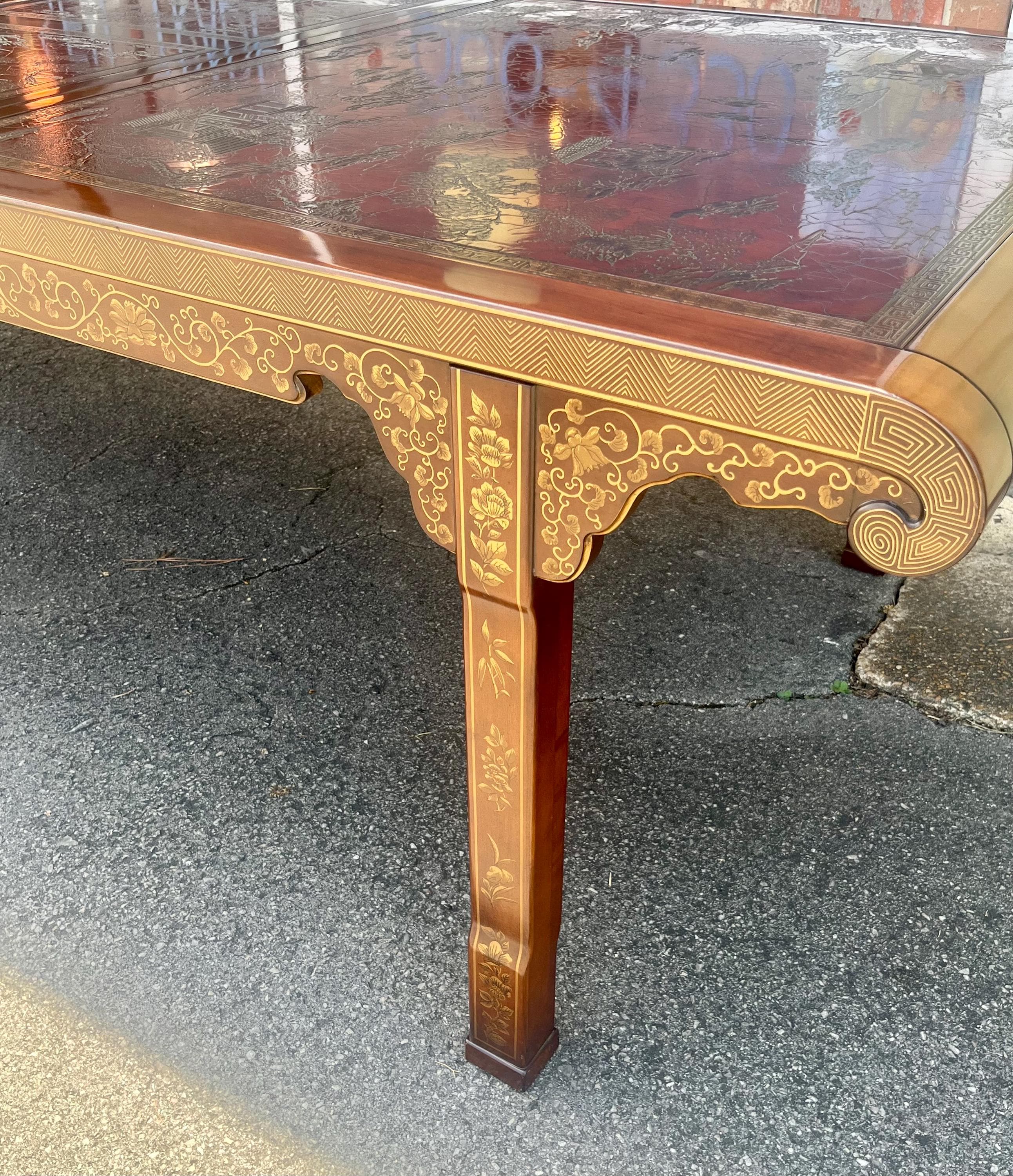 Heritage Furniture "Ming Treasure" Chinoiserie Extension Dining Table - 2 Leaves - Thumbnail 12