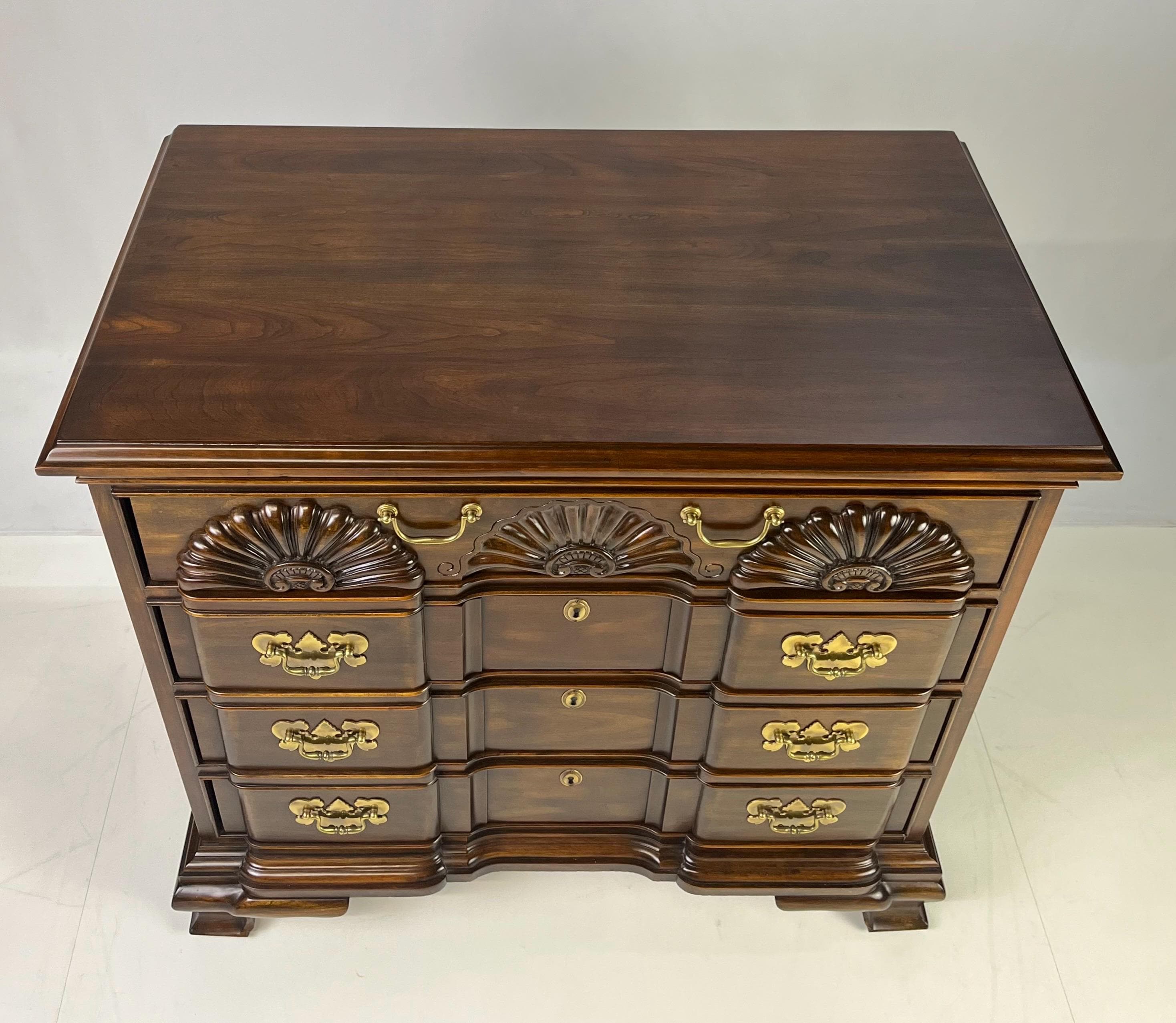 Vintage Chippendale Style Block-Front Solid Cherry Bachelor's Chest by Harden - Thumbnail 6