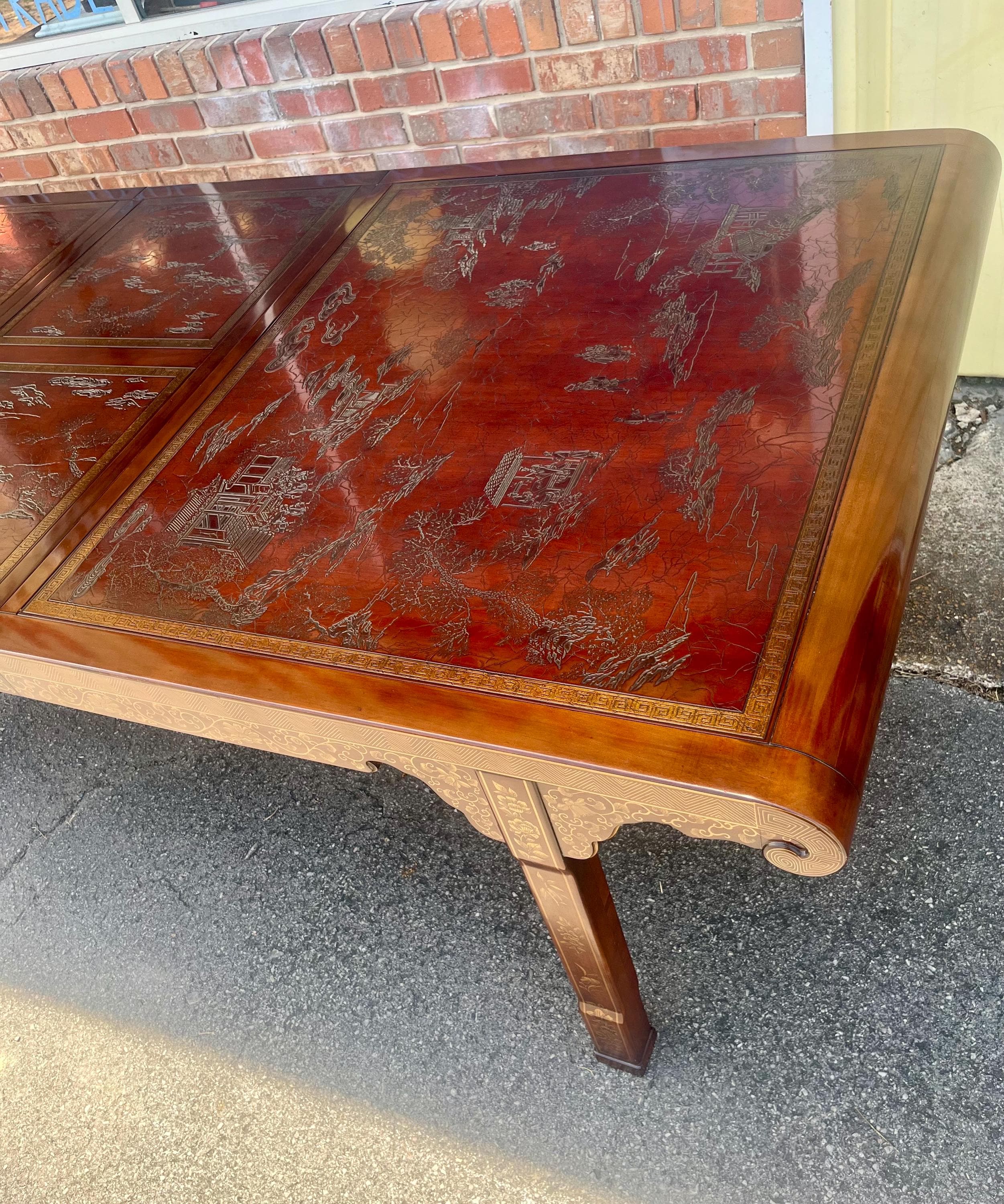 Heritage Furniture "Ming Treasure" Chinoiserie Extension Dining Table - 2 Leaves - Thumbnail 8