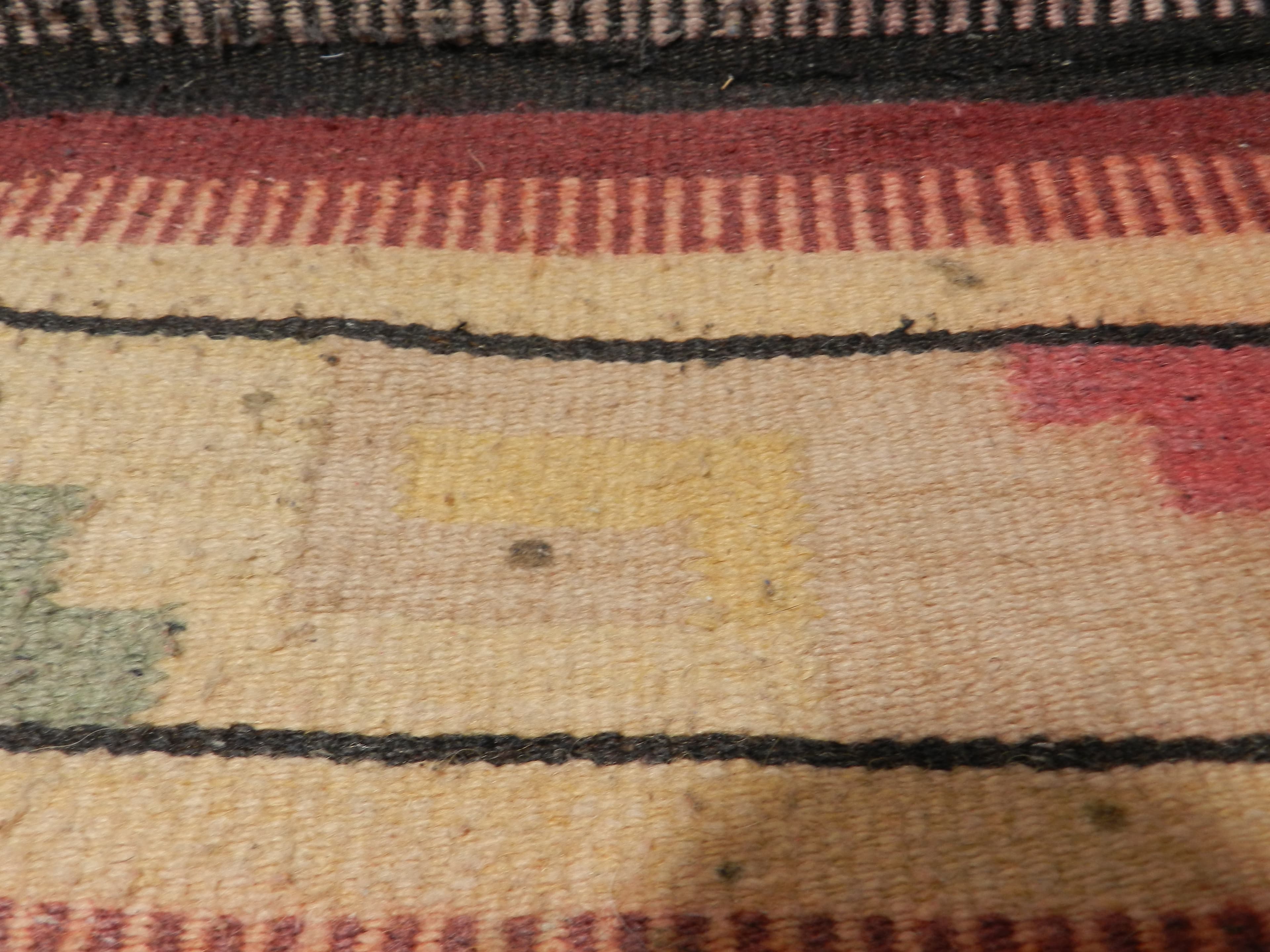 VTG Authentic Zapotec Runner 26"x48" Rustic Wool Geometric Hand Woven Rug O78S - Thumbnail 3