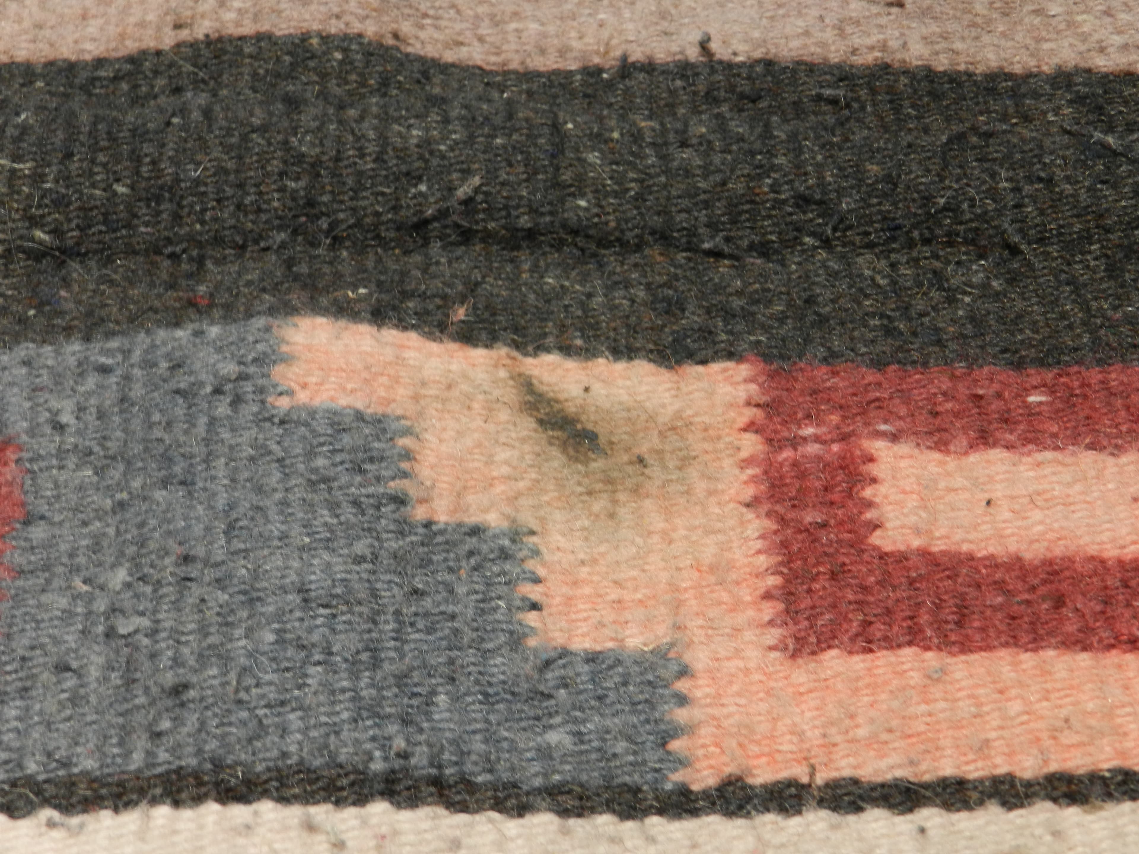 VTG Authentic Zapotec Runner 26"x48" Rustic Wool Geometric Hand Woven Rug O78S - Thumbnail 4