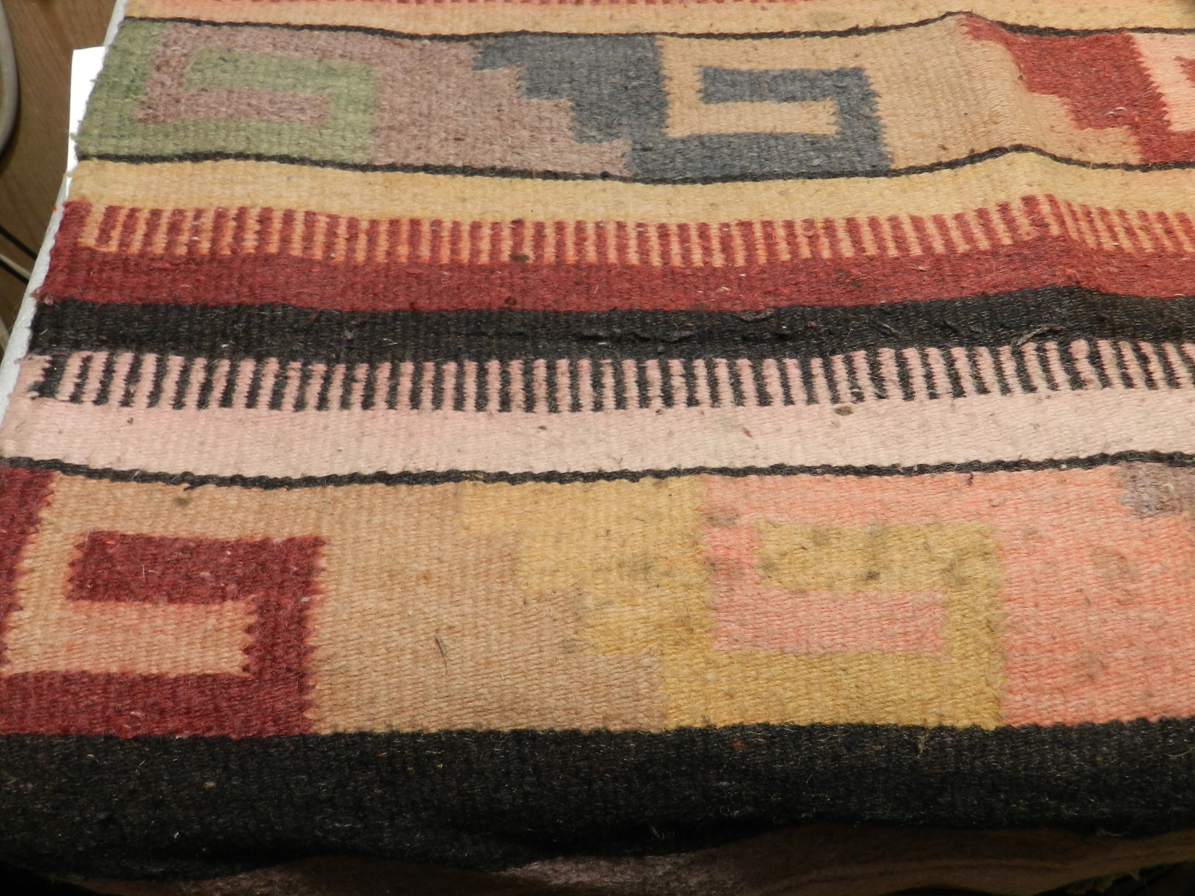 VTG Authentic Zapotec Runner 26"x48" Rustic Wool Geometric Hand Woven Rug O78S - Thumbnail 6