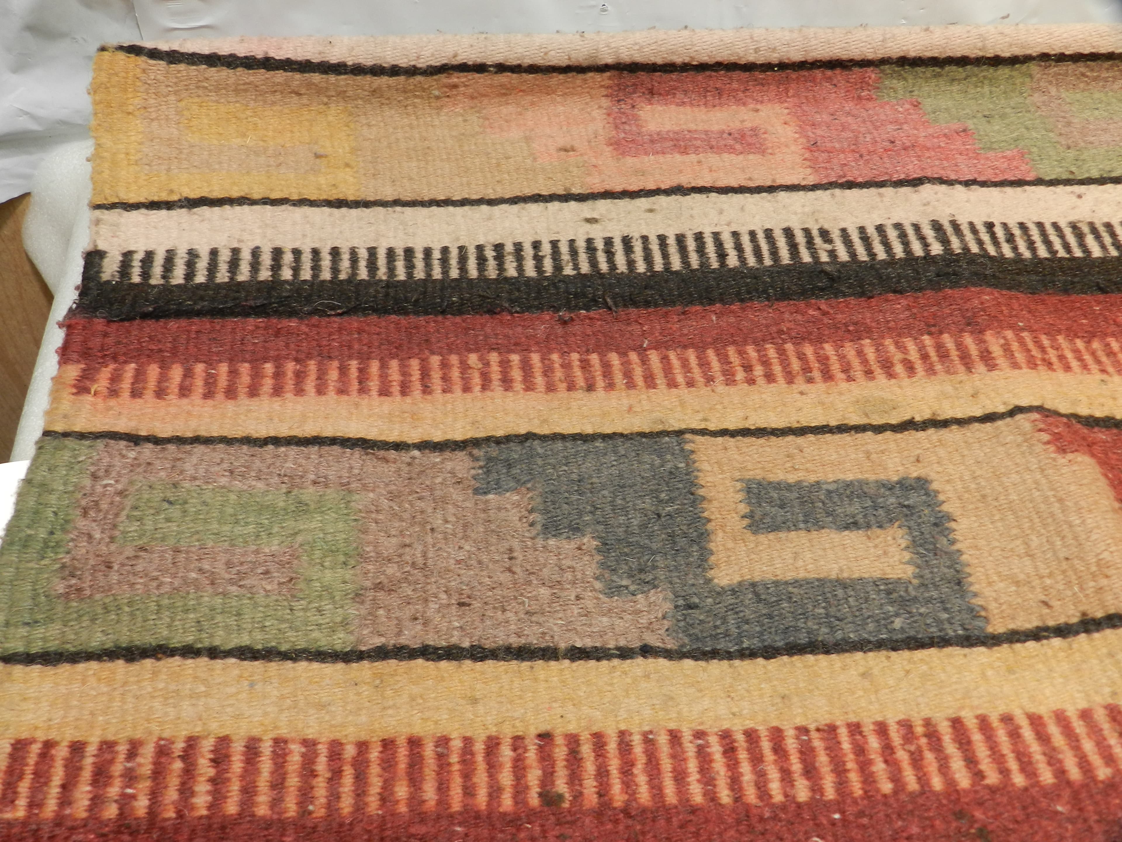 VTG Authentic Zapotec Runner 26"x48" Rustic Wool Geometric Hand Woven Rug O78S - Thumbnail 10