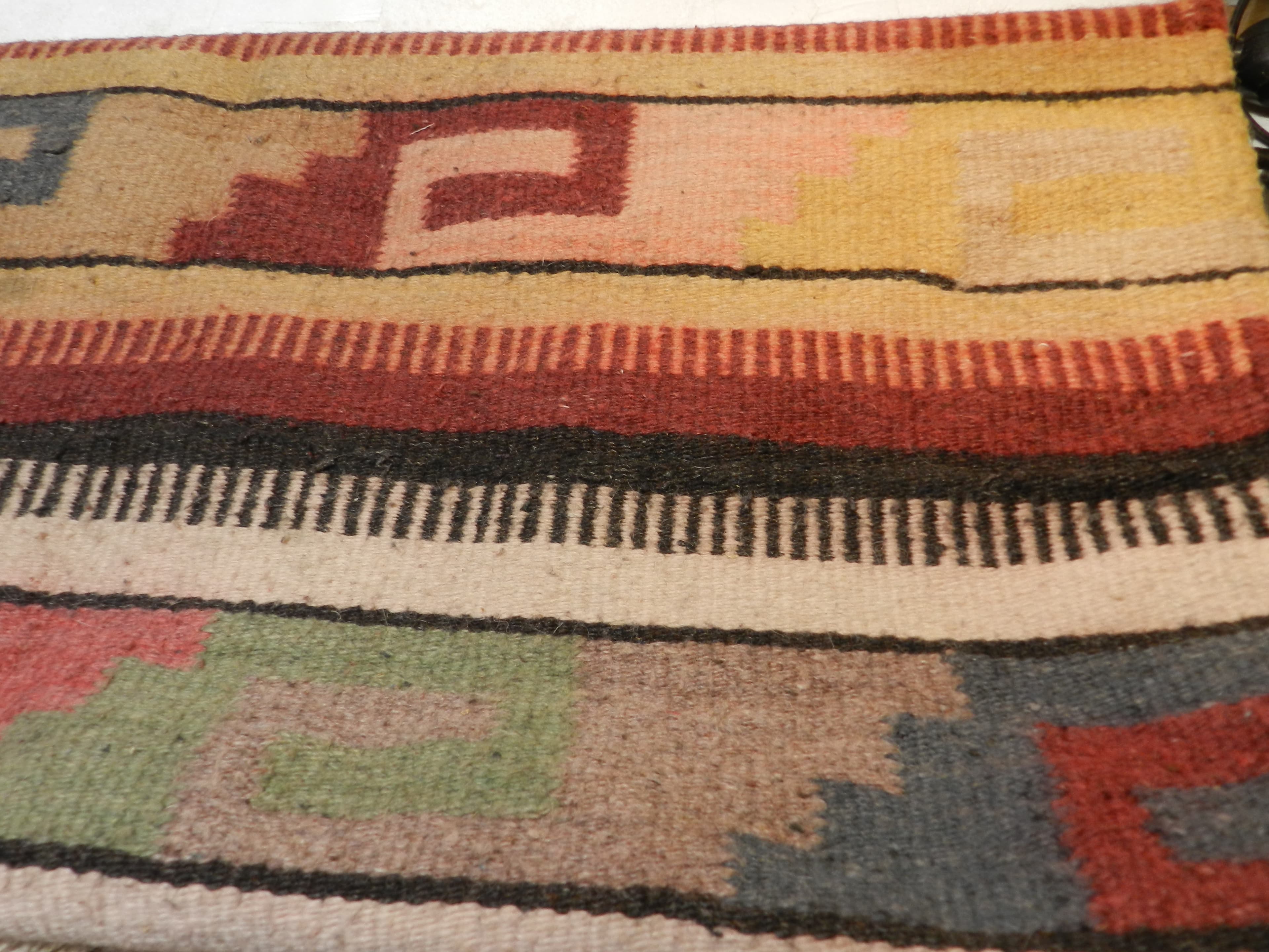 VTG Authentic Zapotec Runner 26"x48" Rustic Wool Geometric Hand Woven Rug O78S - Thumbnail 15