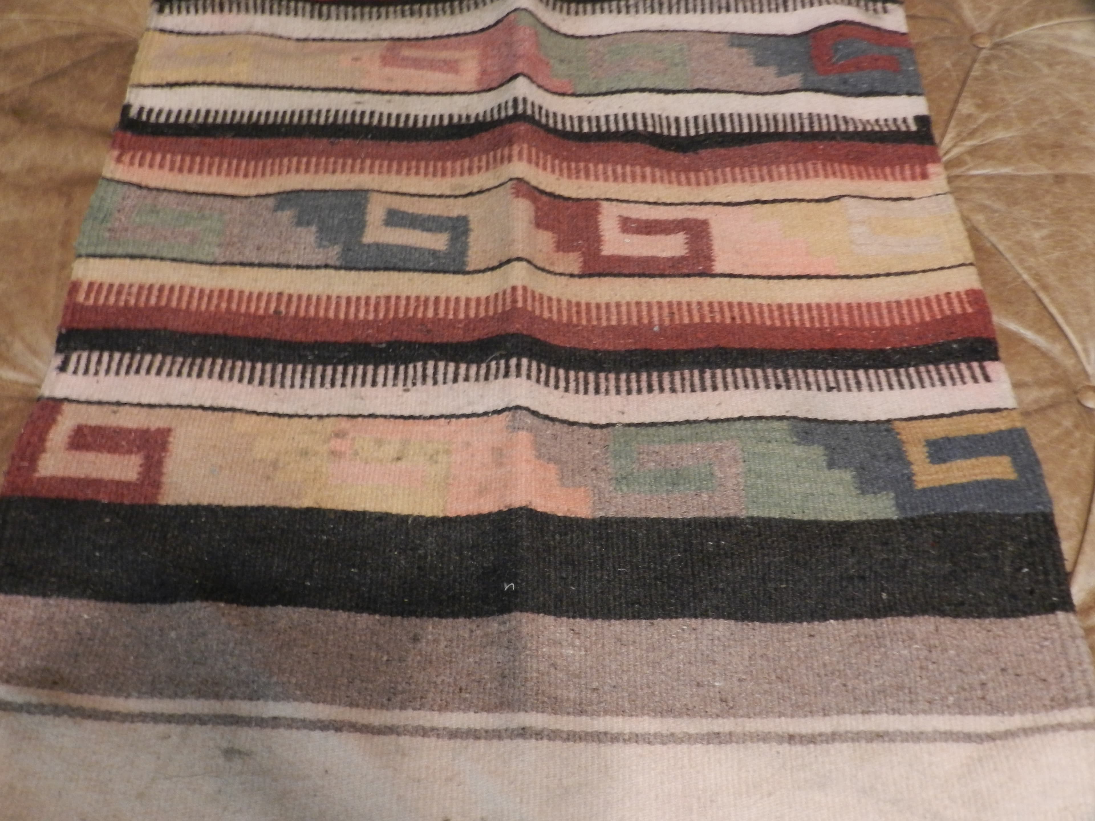 VTG Authentic Zapotec Runner 26"x48" Rustic Wool Geometric Hand Woven Rug O78S - Thumbnail 18