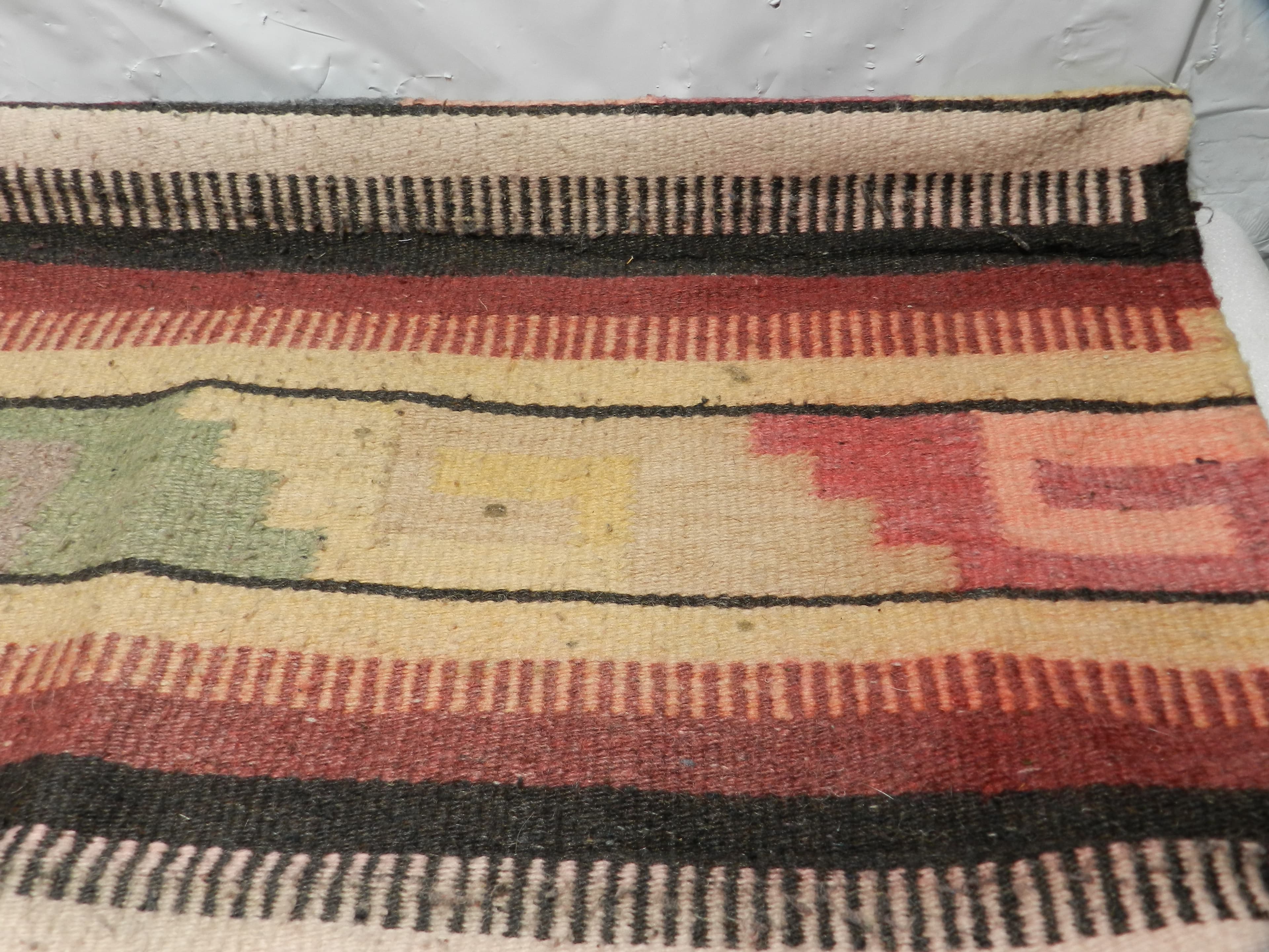VTG Authentic Zapotec Runner 26"x48" Rustic Wool Geometric Hand Woven Rug O78S - Thumbnail 14