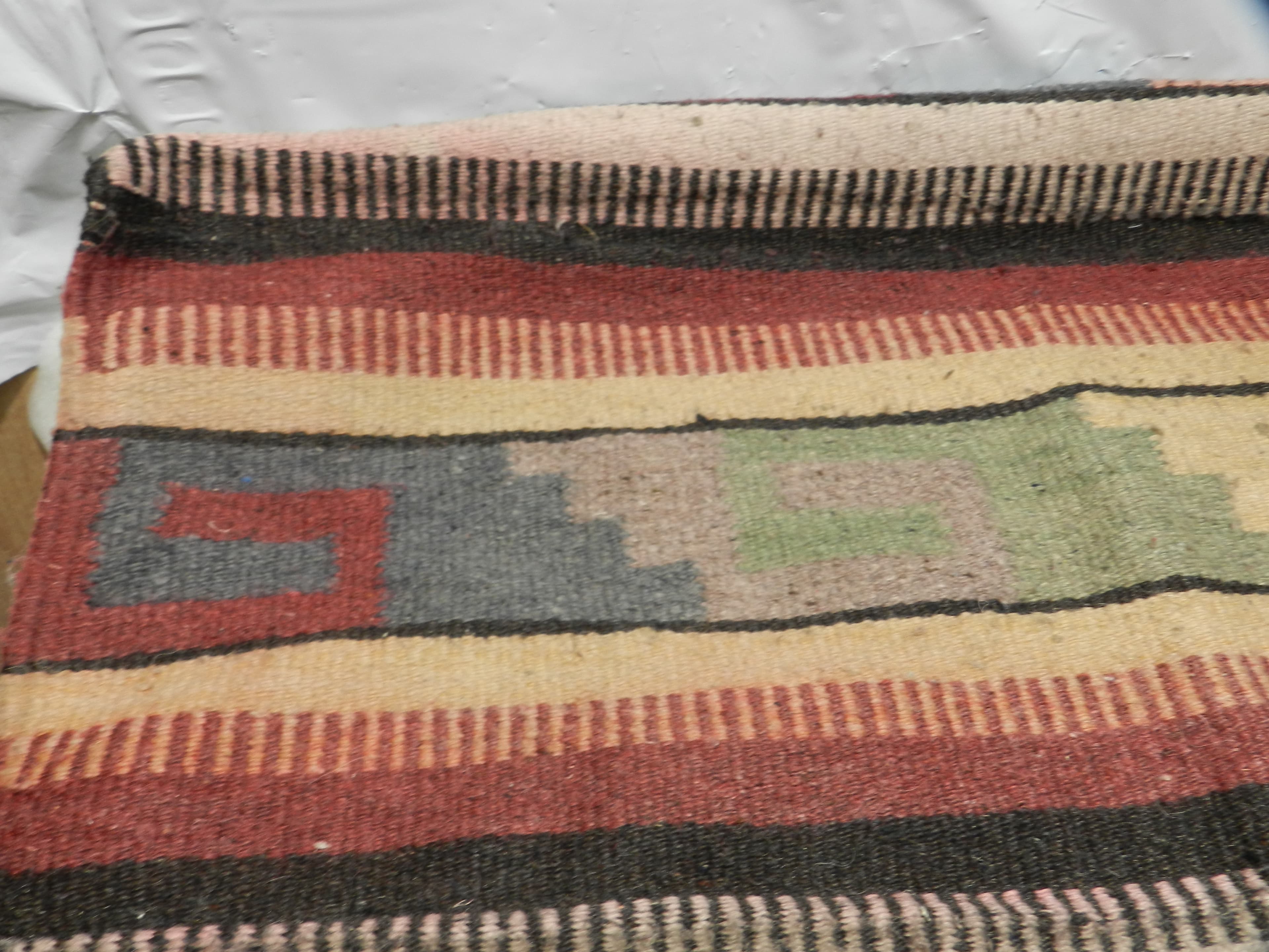VTG Authentic Zapotec Runner 26"x48" Rustic Wool Geometric Hand Woven Rug O78S - Thumbnail 16