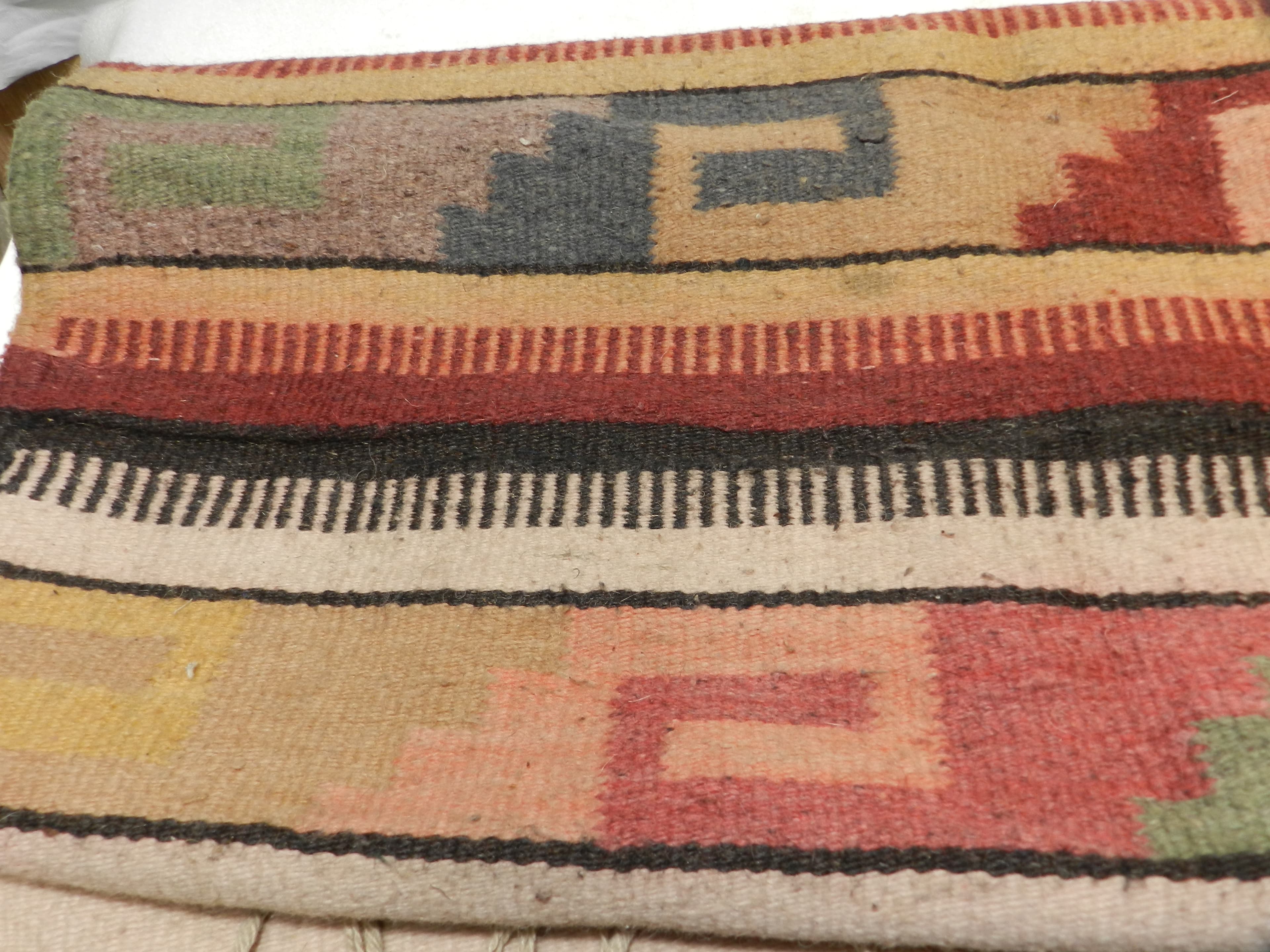 VTG Authentic Zapotec Runner 26"x48" Rustic Wool Geometric Hand Woven Rug O78S - Thumbnail 17