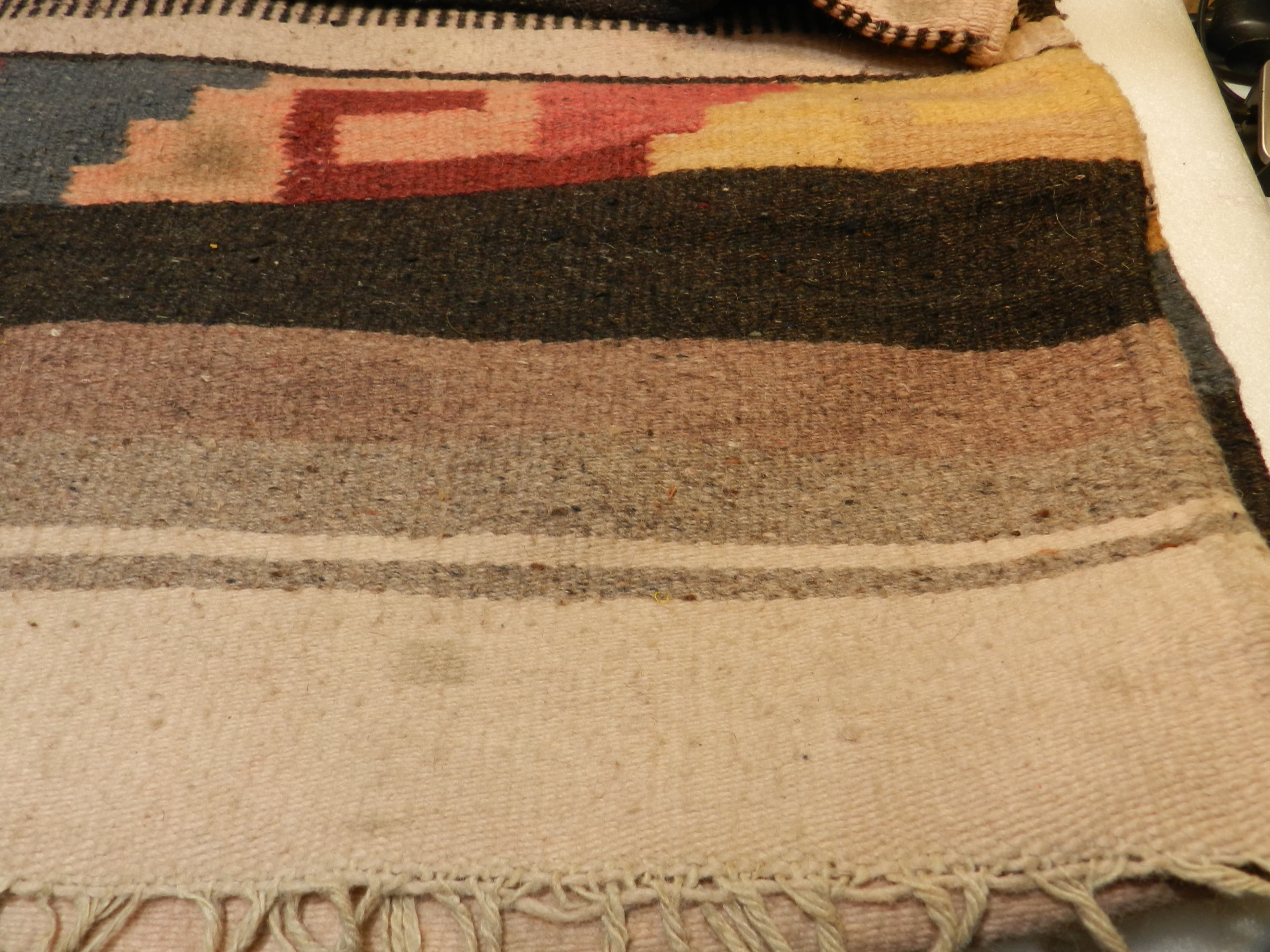 VTG Authentic Zapotec Runner 26"x48" Rustic Wool Geometric Hand Woven Rug O78S - Thumbnail 21
