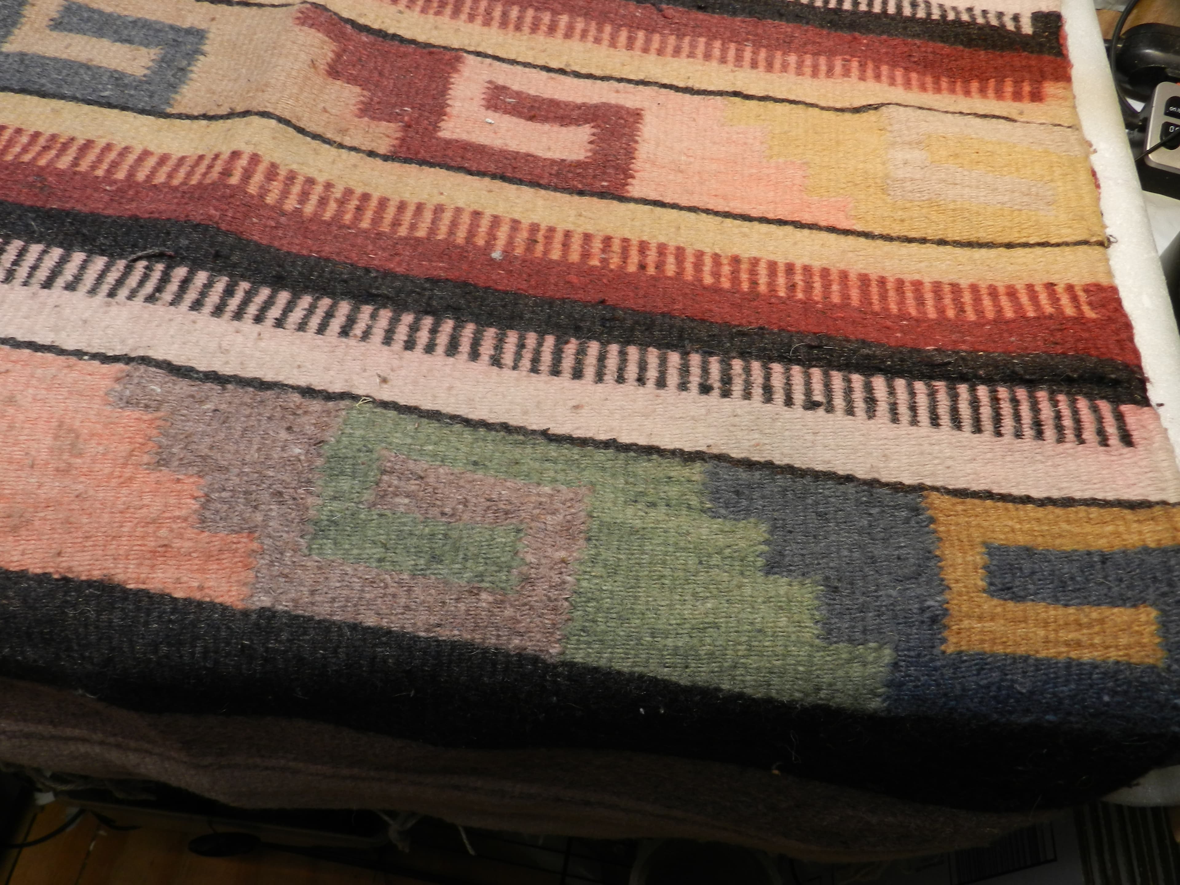 VTG Authentic Zapotec Runner 26"x48" Rustic Wool Geometric Hand Woven Rug O78S - Thumbnail 24