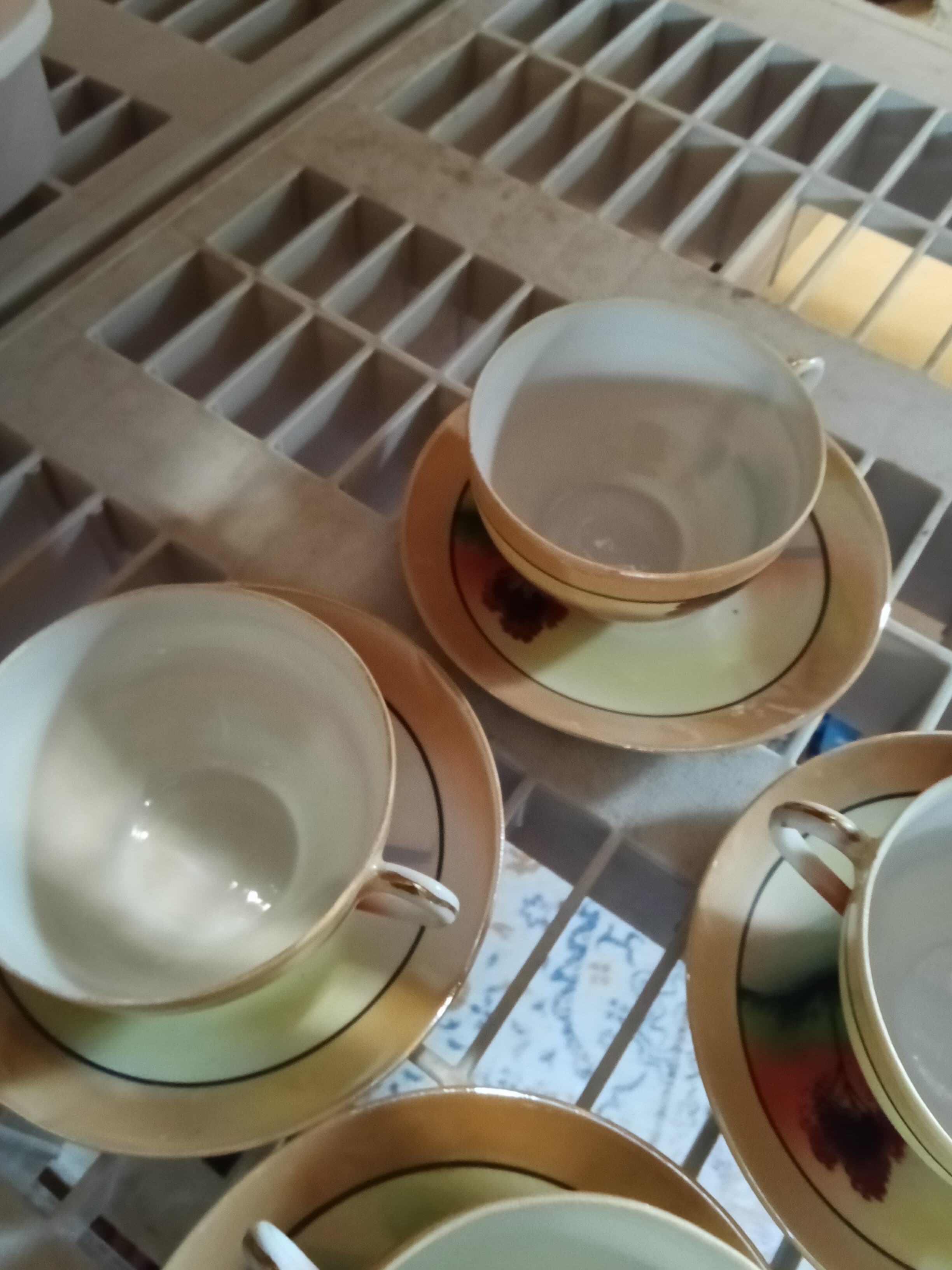 Antique Chikaramachi Hand Painted Lusterware Teacup Blue - Thumbnail 2