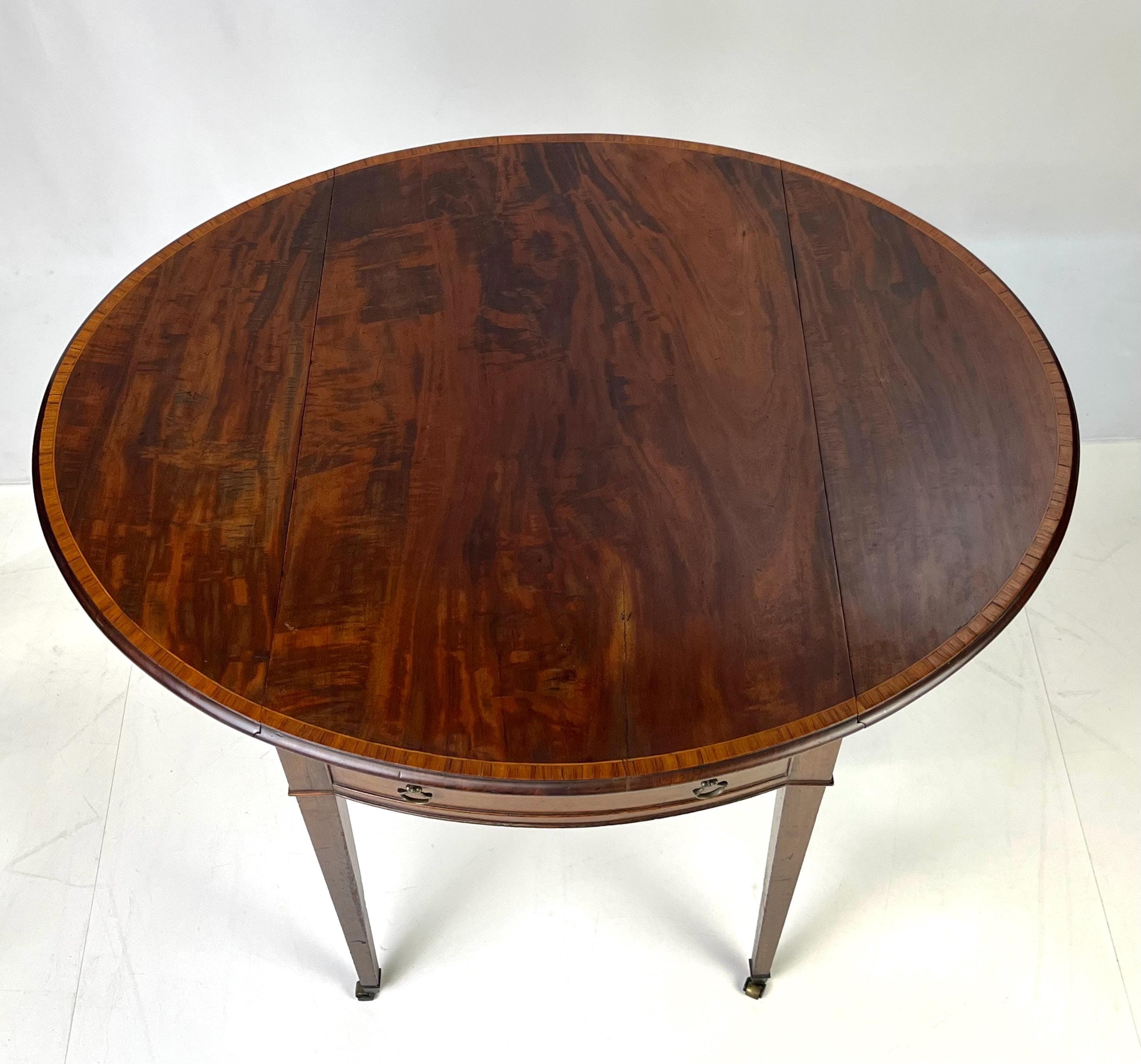 Early 19th Century Period Georgian Mahogany Pembroke Table With Banded Edge - Thumbnail 11