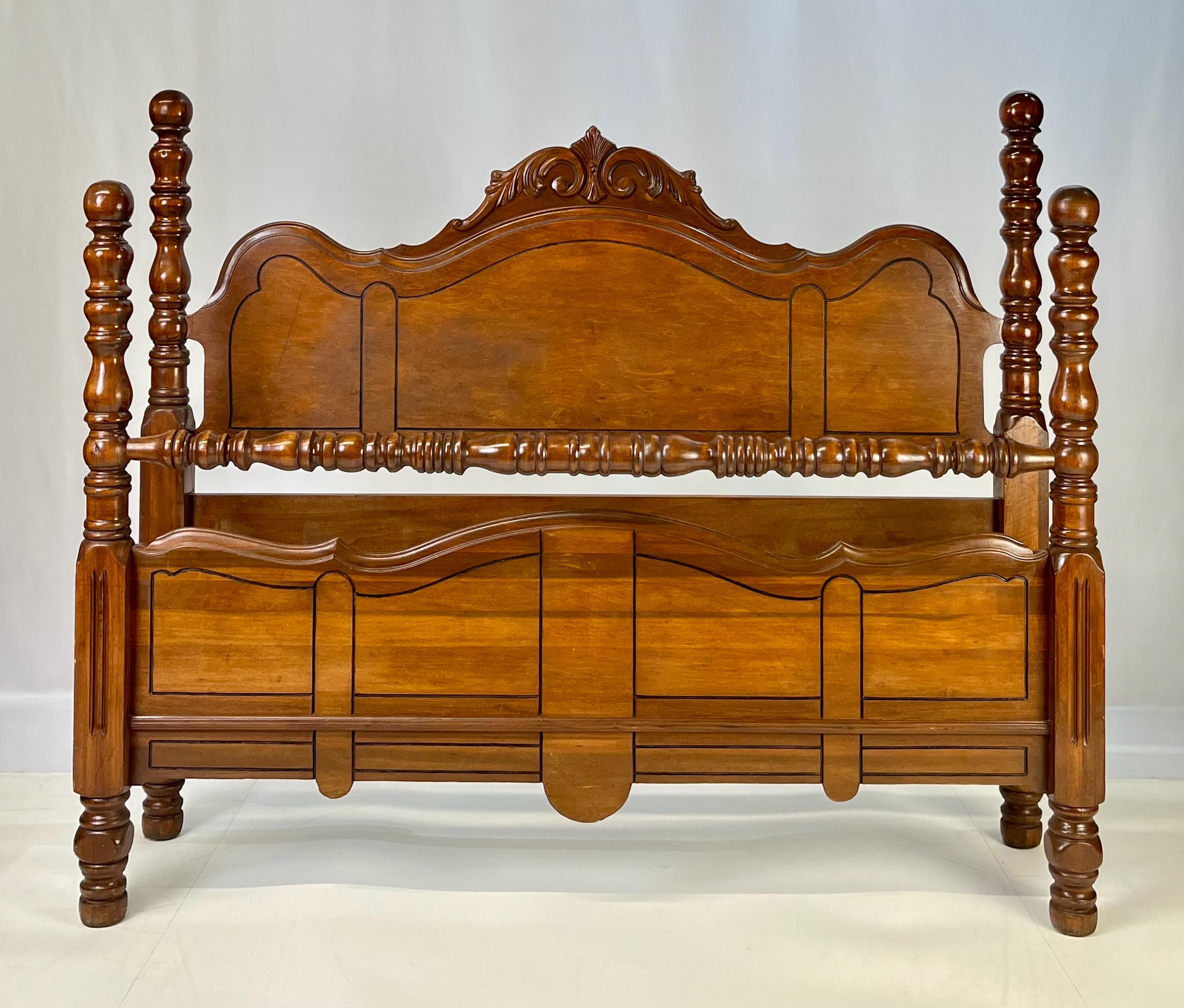 Depression Era Colonial Revival Turned Cannonball Full Size Bed