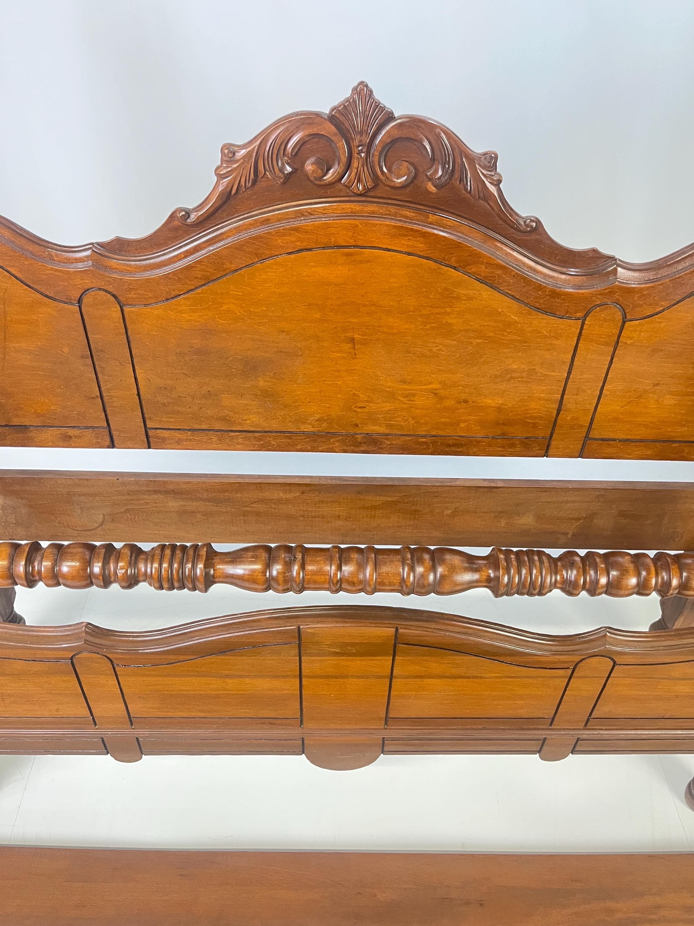 Depression Era Colonial Revival Turned Cannonball Full Size Bed - Thumbnail 5