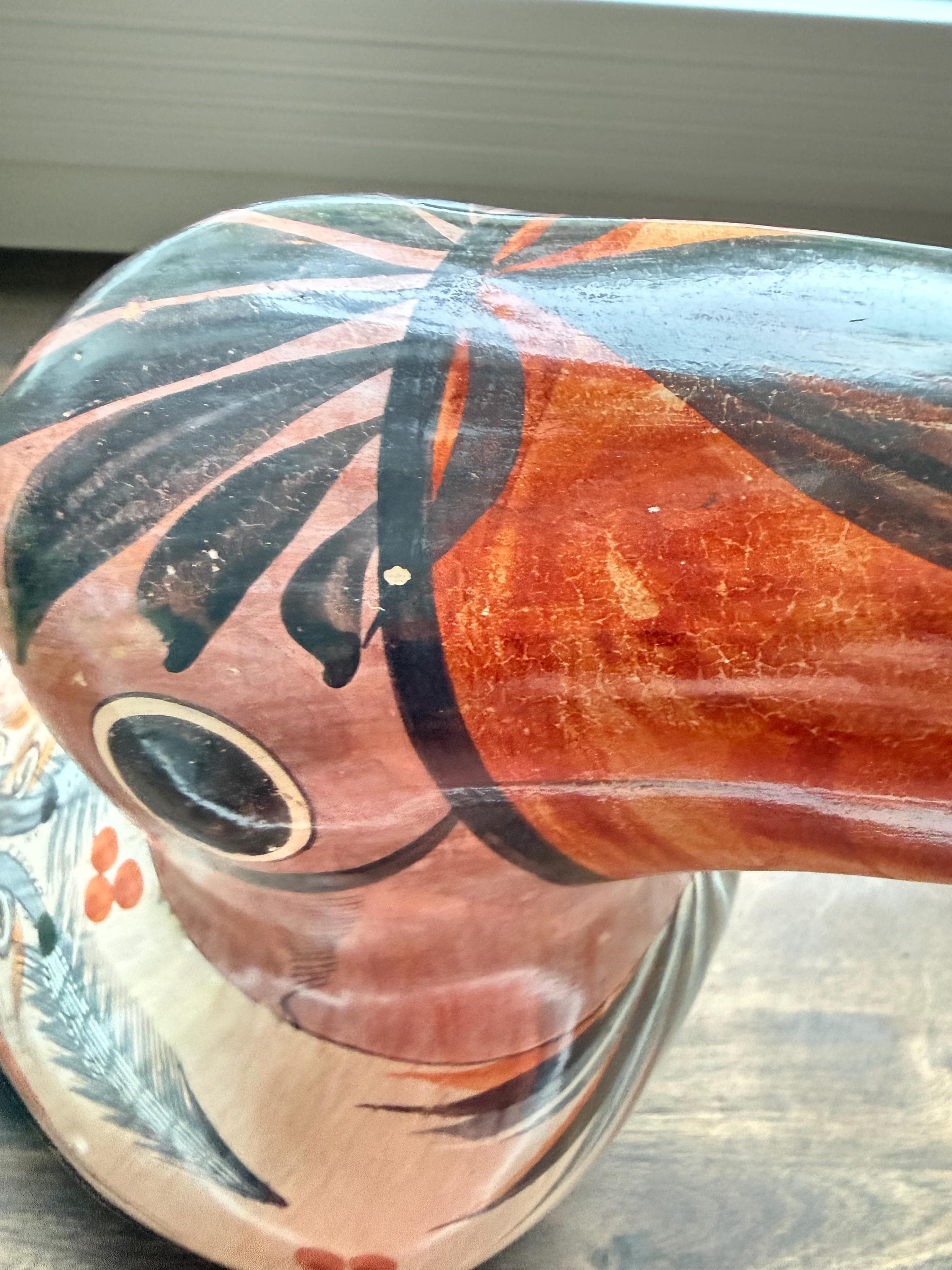 Vintage Tonalá Toucan Figurine: Hand Painted Mexican Folk Art Bird, Hacienda Decor - Thumbnail 7