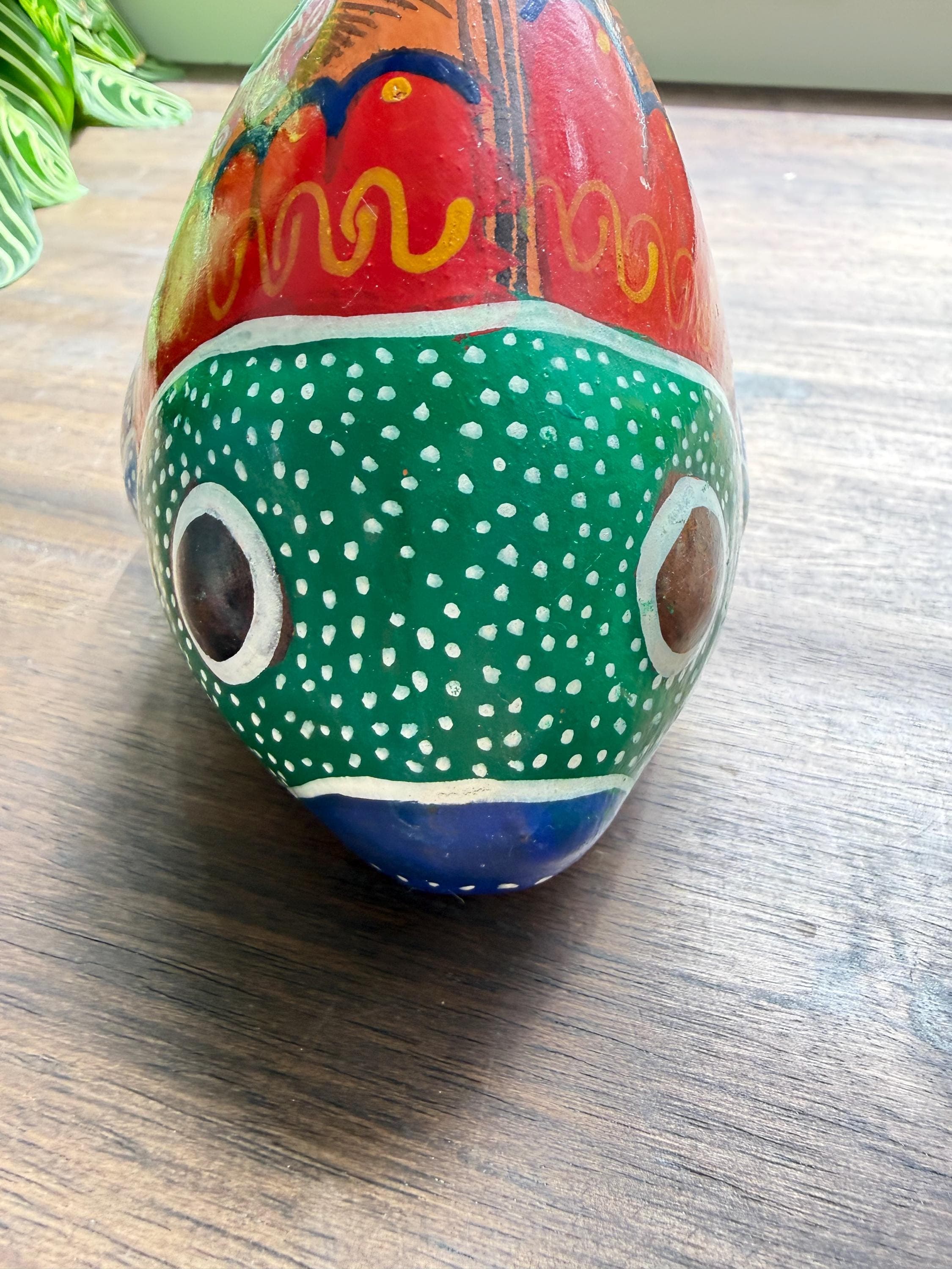 Vintage Mexican Tonala Fish Figurine Hand Painted Terra Cotta Folk Art Colorful Pottery Decor - Thumbnail 3