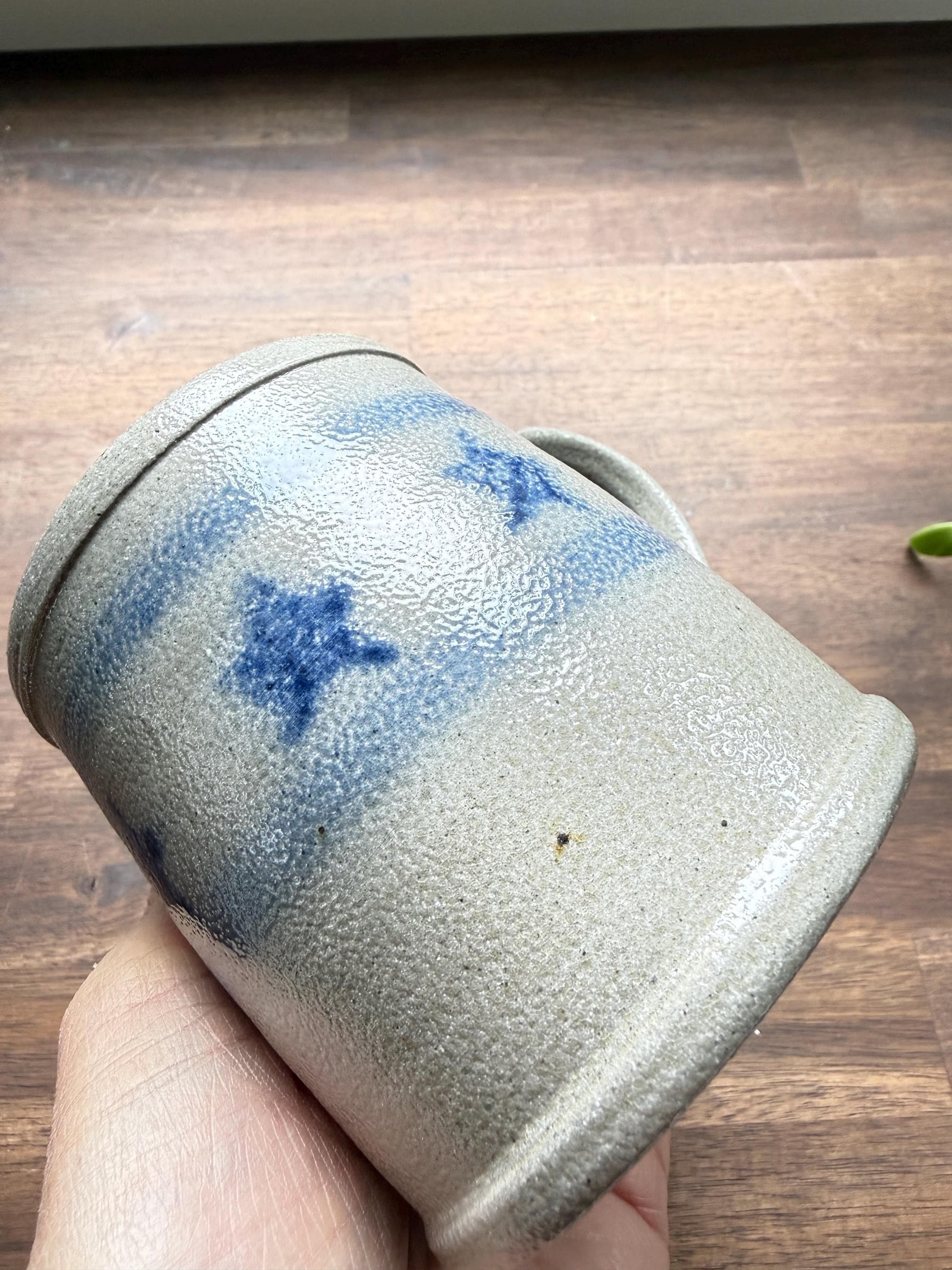 Vintage Rowe Pottery Works Salt Glazed Stoneware Mug Cobalt Blue Stars American Primitive 1994 - Thumbnail 9