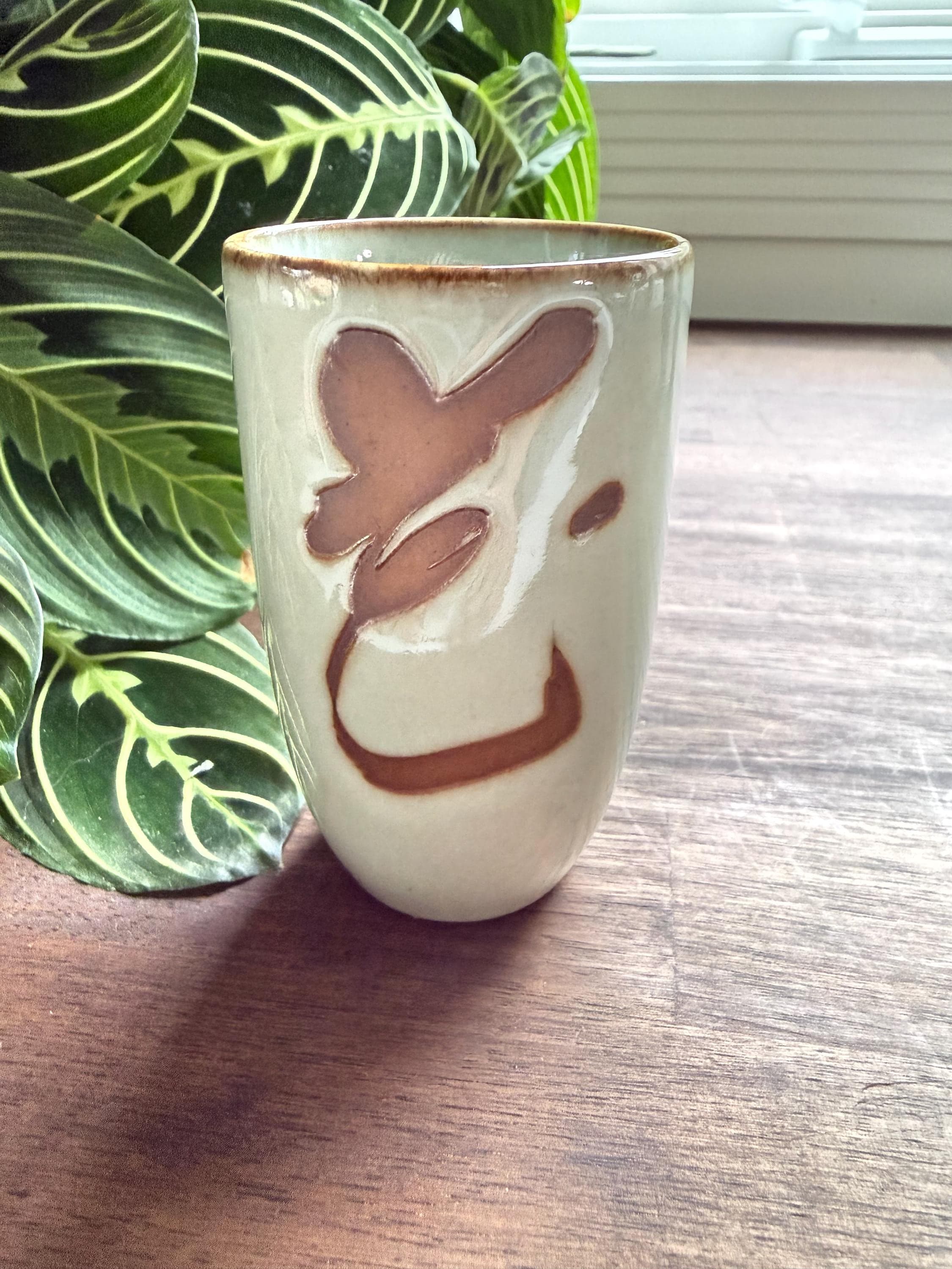 Vintage OMC Japan Tea Cups Set, 6 Hand-Painted Kanji Stoneware Yunomi Cups, Original Box - Thumbnail 5
