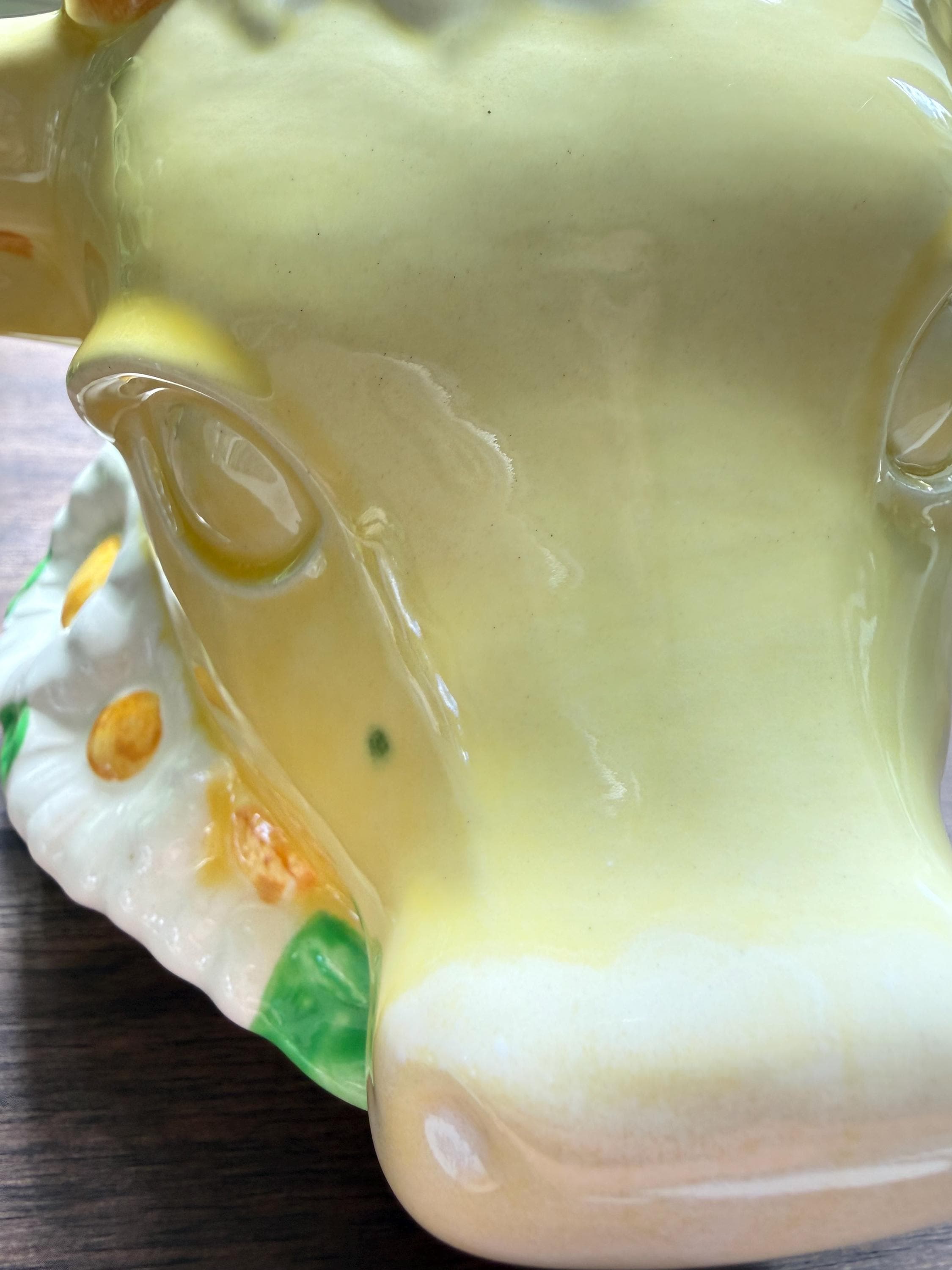 Vintage Metlox Poppytrail Daisy Bull Horn Cow Cookie Jar Yellow Butterfly California Pottery - Thumbnail 10