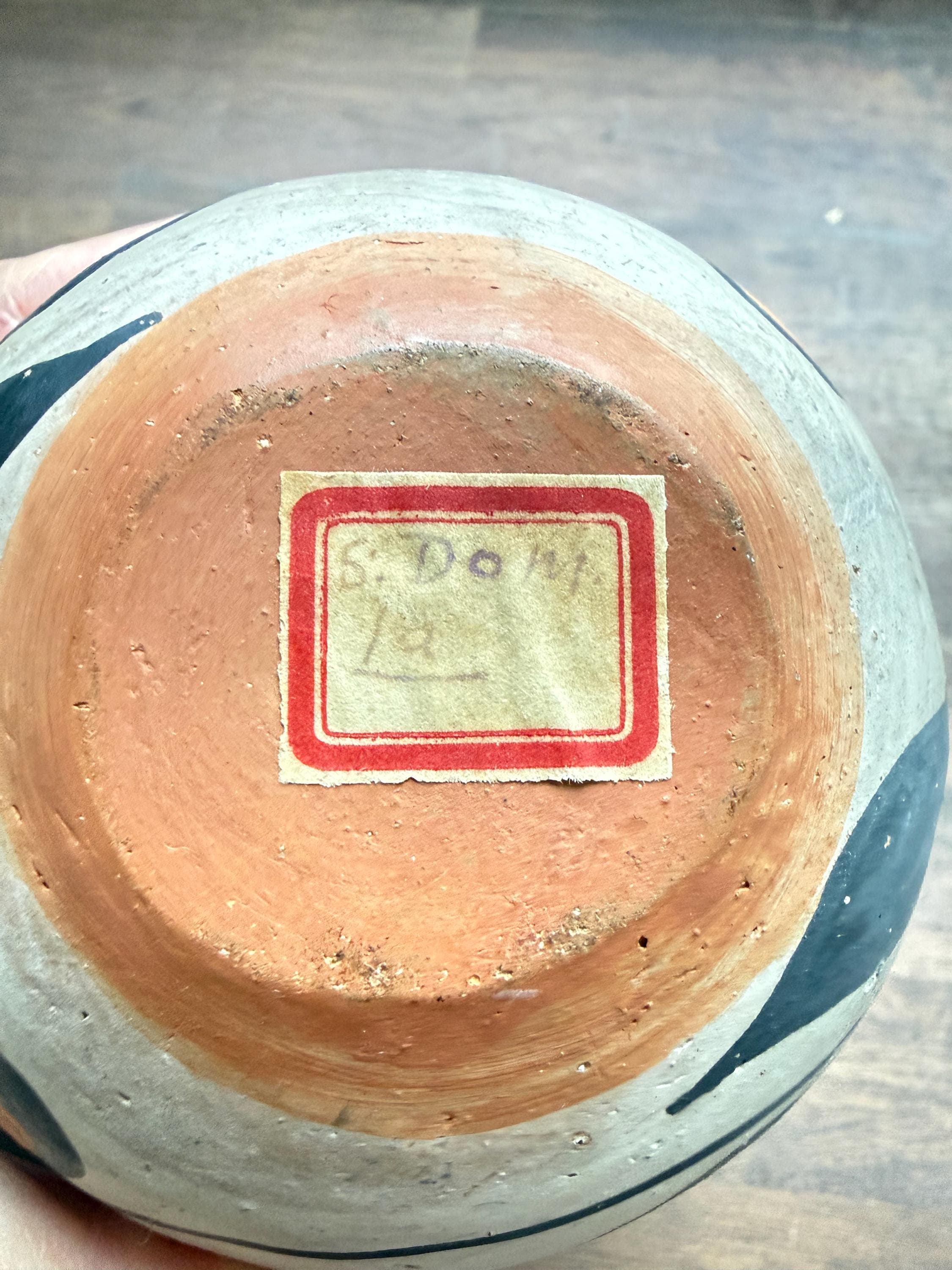 Vintage Santo Domingo Kewa Pueblo Pottery Basket Bowl – Hand-Painted Southwestern Clay Vessel - Thumbnail 18