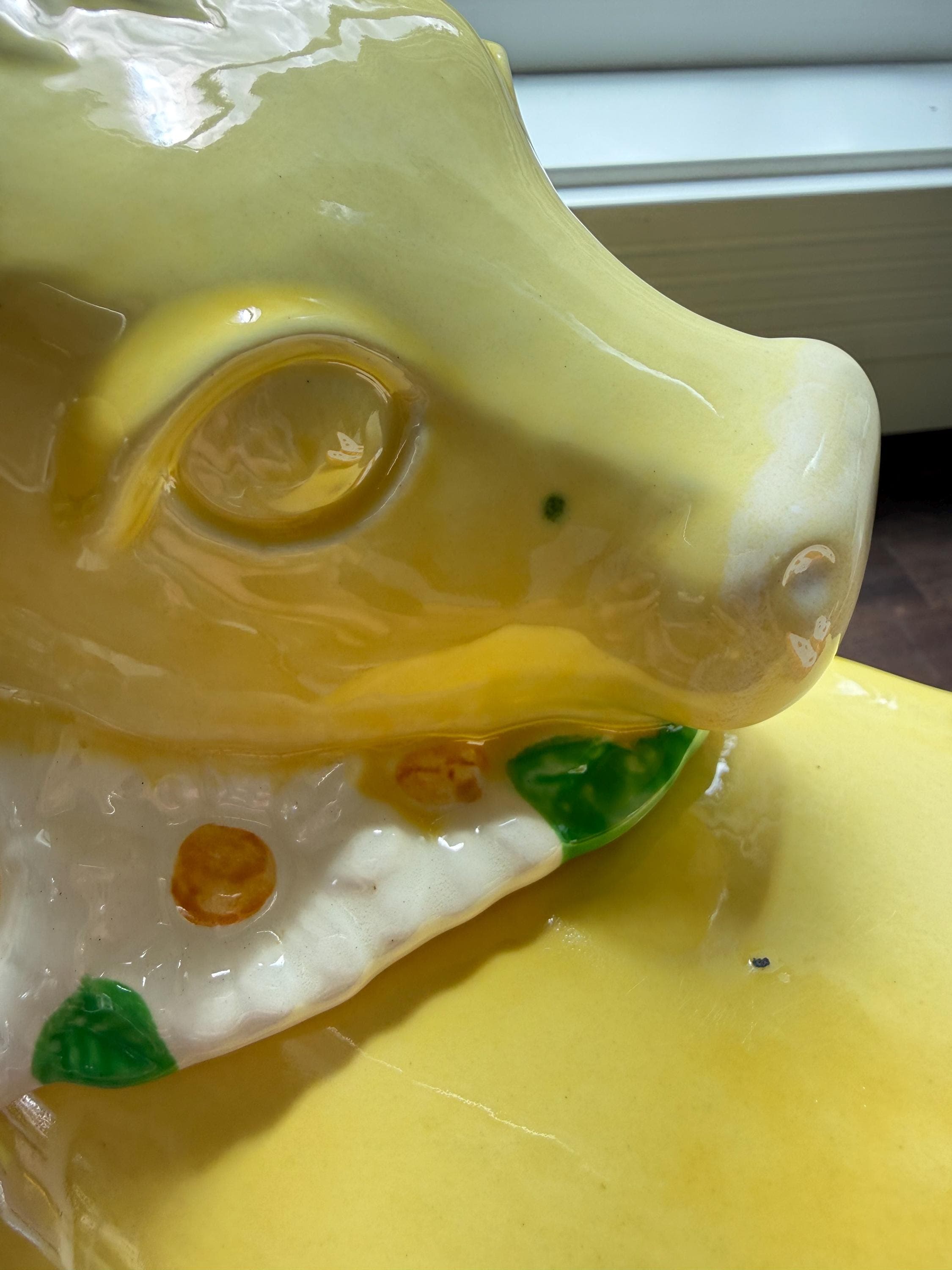 Vintage Metlox Poppytrail Daisy Bull Horn Cow Cookie Jar Yellow Butterfly California Pottery - Thumbnail 6