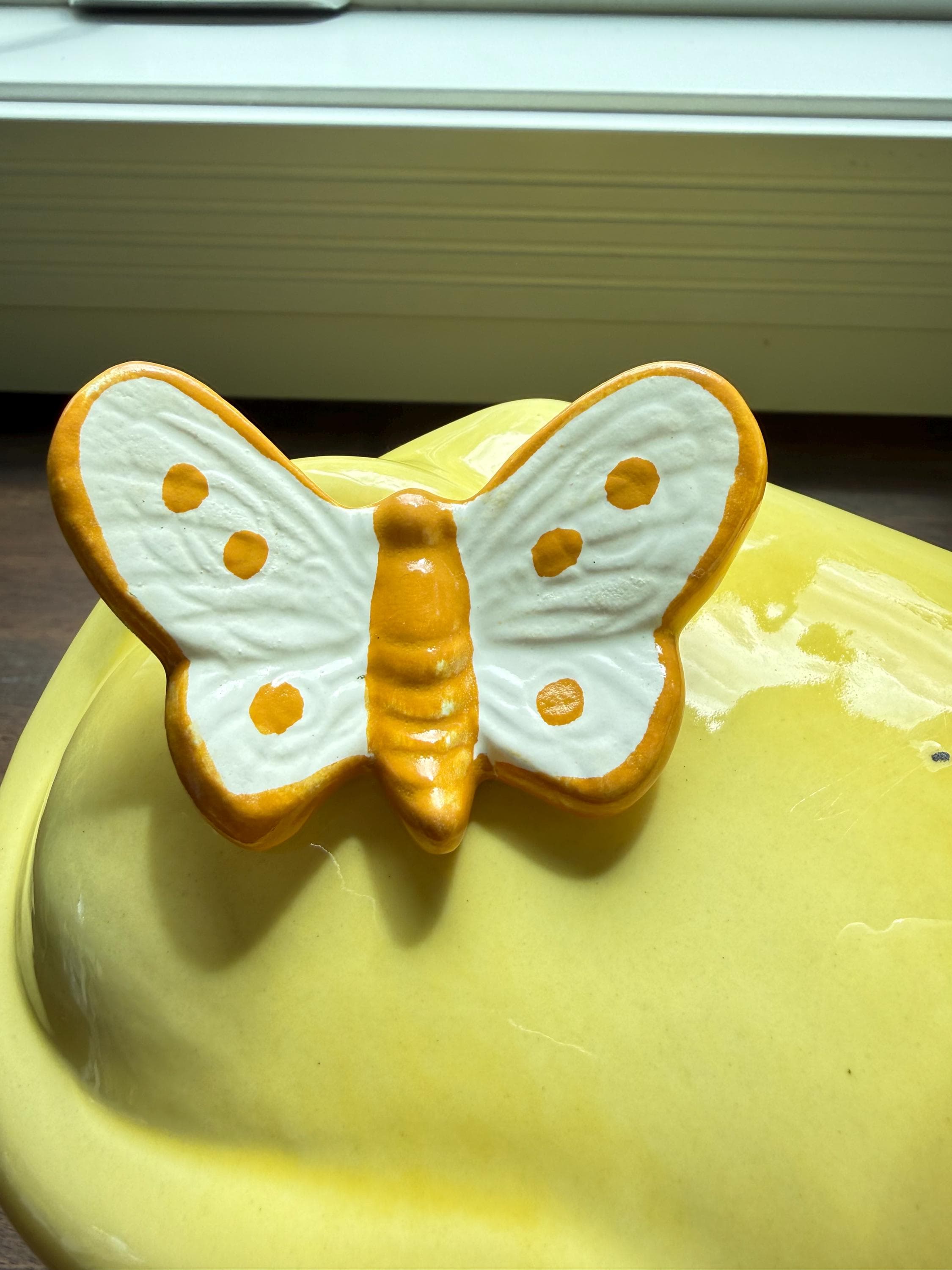 Vintage Metlox Poppytrail Daisy Bull Horn Cow Cookie Jar Yellow Butterfly California Pottery - Thumbnail 14