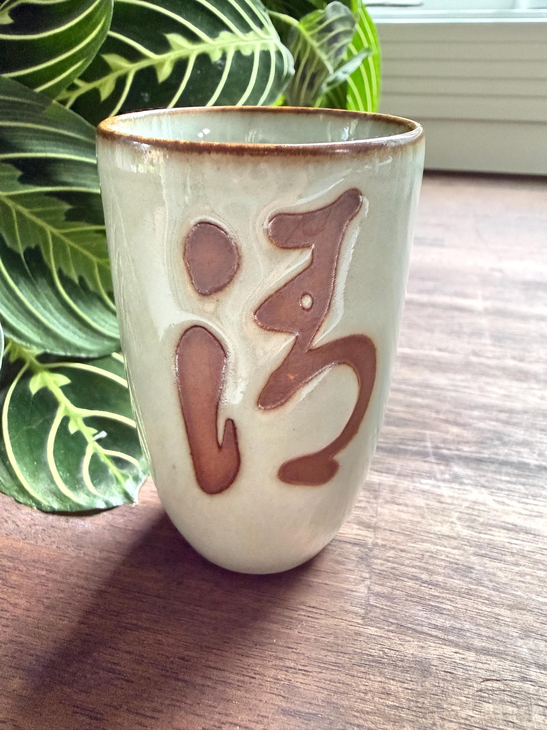Vintage OMC Japan Tea Cups Set, 6 Hand-Painted Kanji Stoneware Yunomi Cups, Original Box - Thumbnail 8