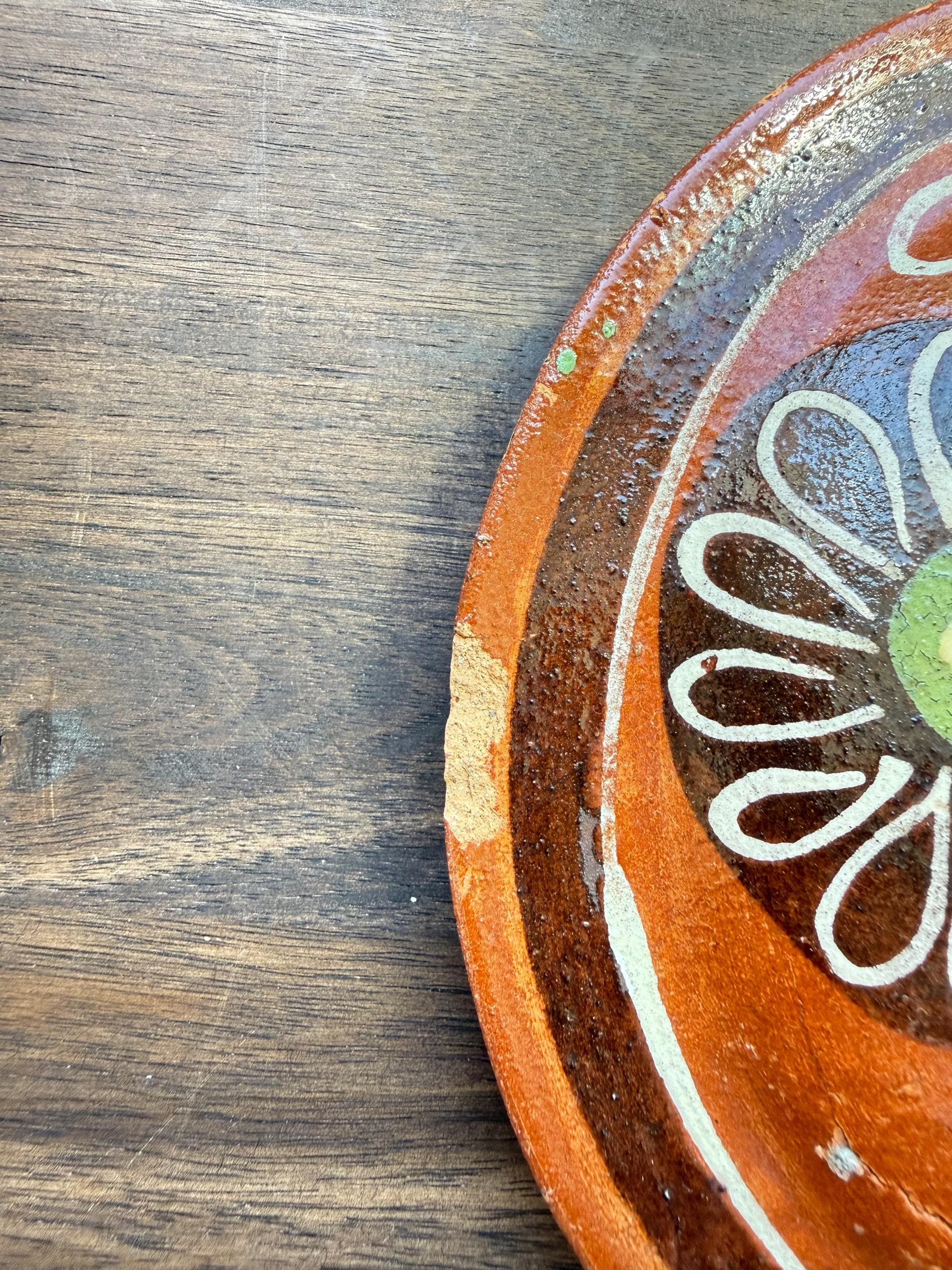 Vintage Tlaquepaque Mexican Bean Pot: Hand-Painted Red Clay Hacienda Kitchen Decor - Thumbnail 15